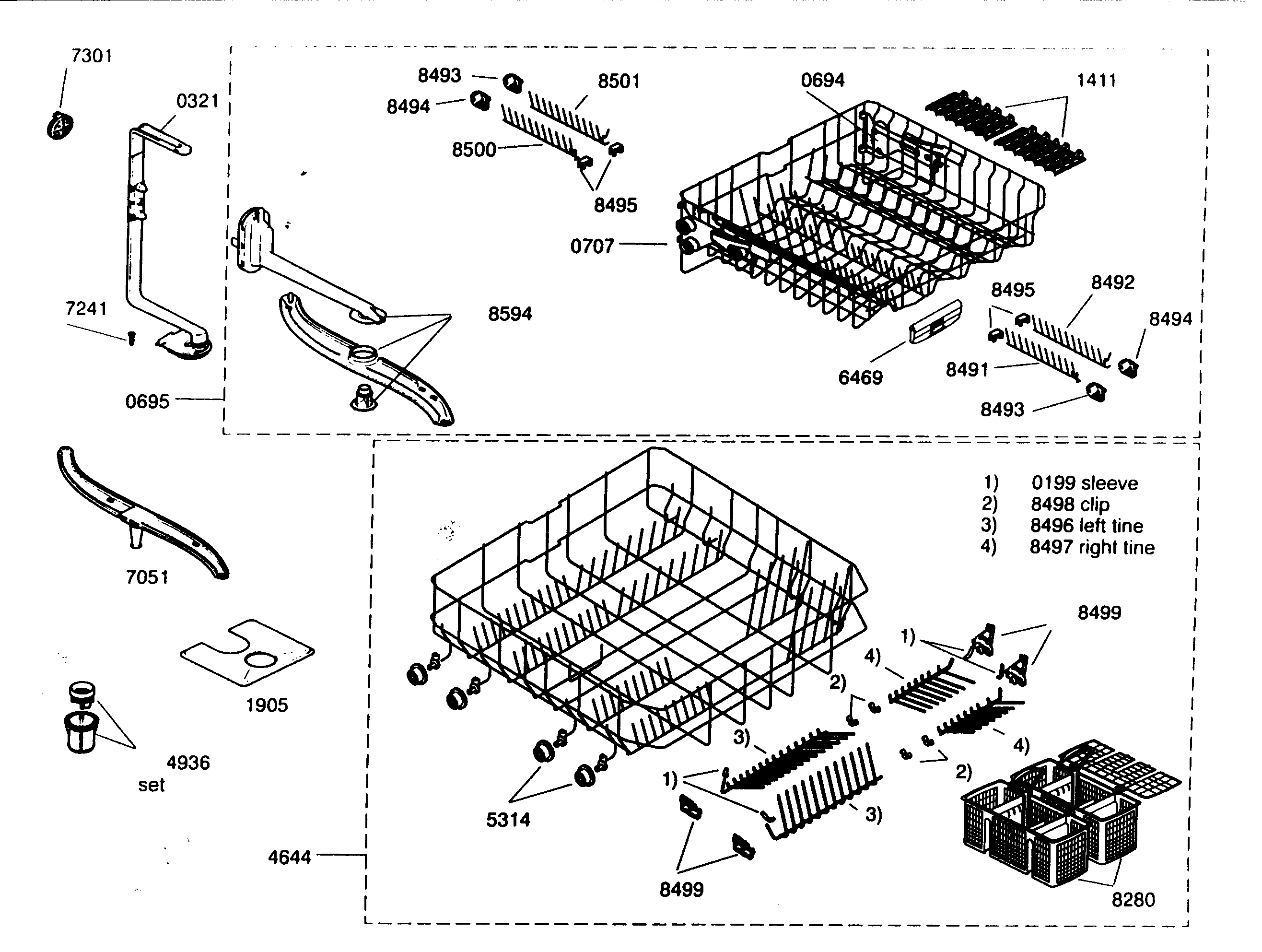 Kenmore Elite 63016303400 rack assy diagram