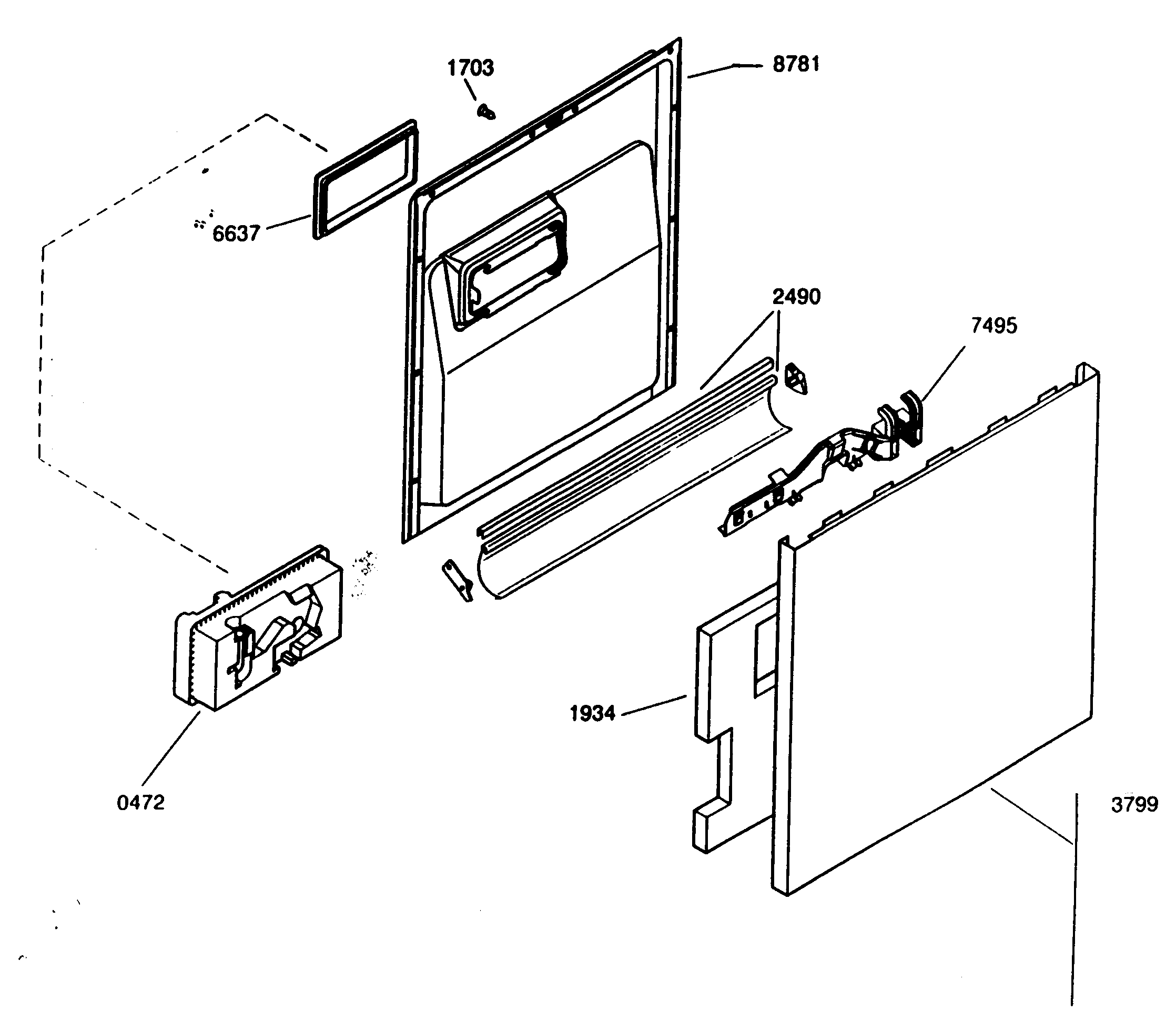 Kenmore Elite 63016304400 door assy diagram