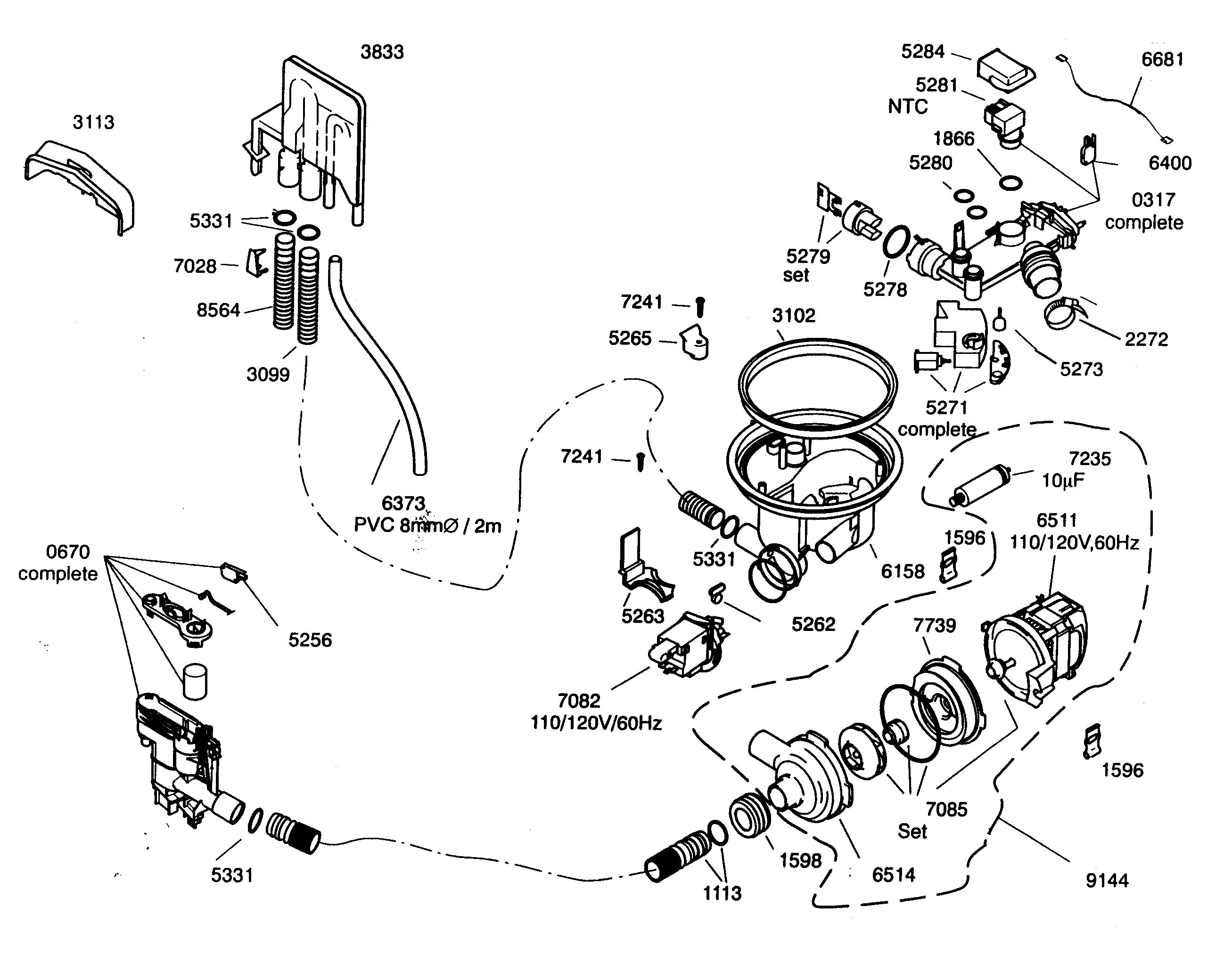 Kenmore Elite 63016304400 component assy diagram