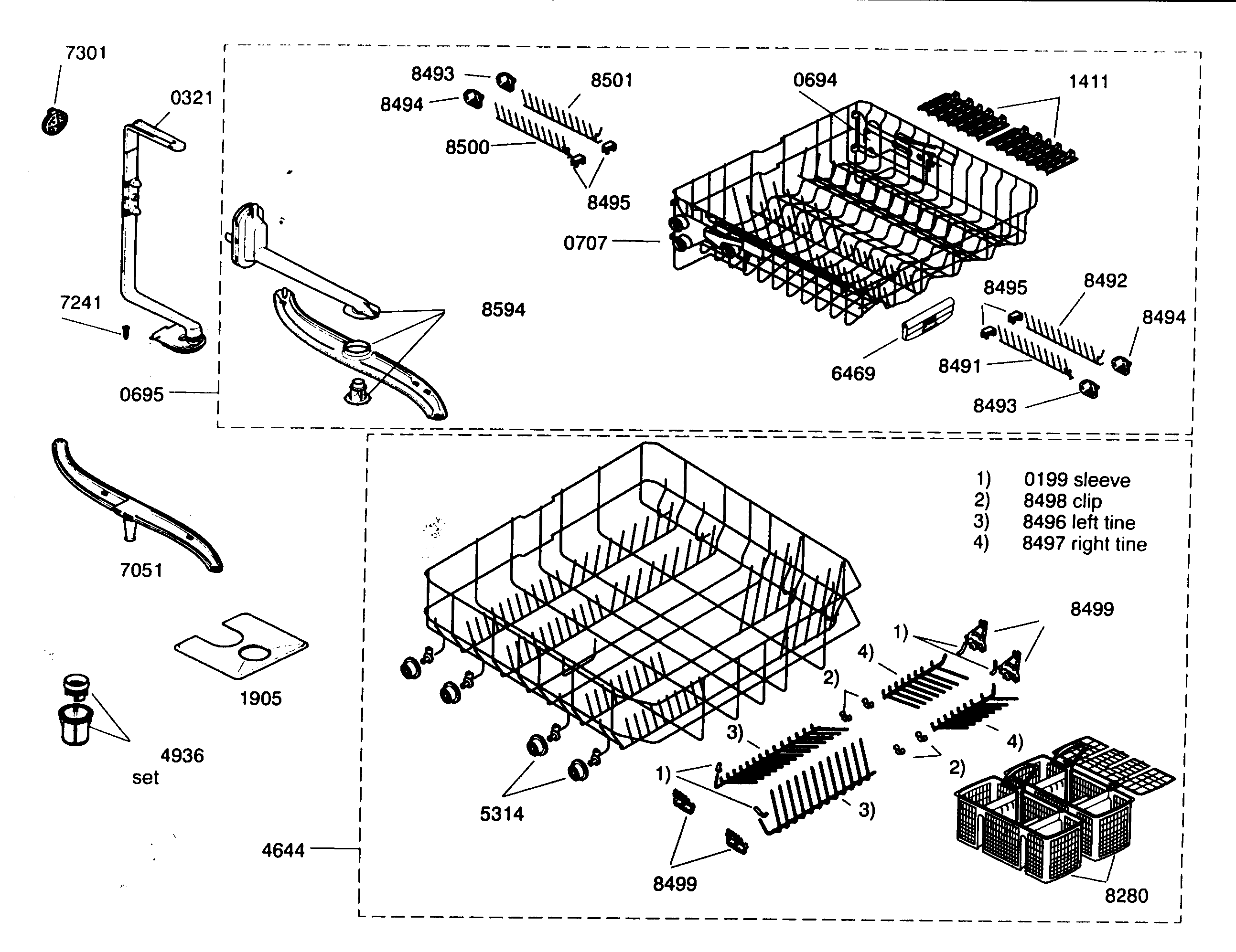 Kenmore Elite 63016304400 rack assy diagram