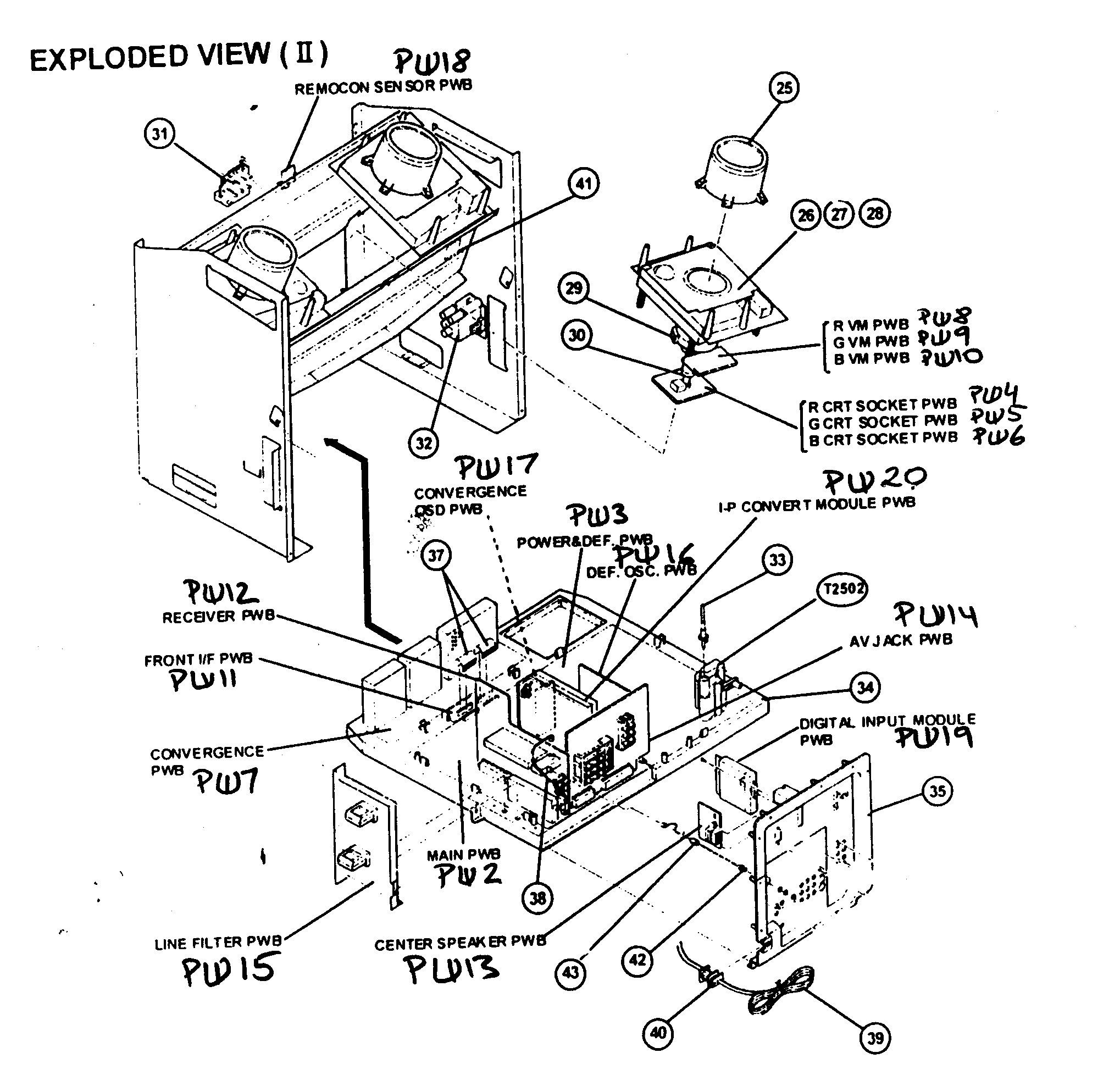 JVC AV-56WP30 cabinet parts 3 diagram