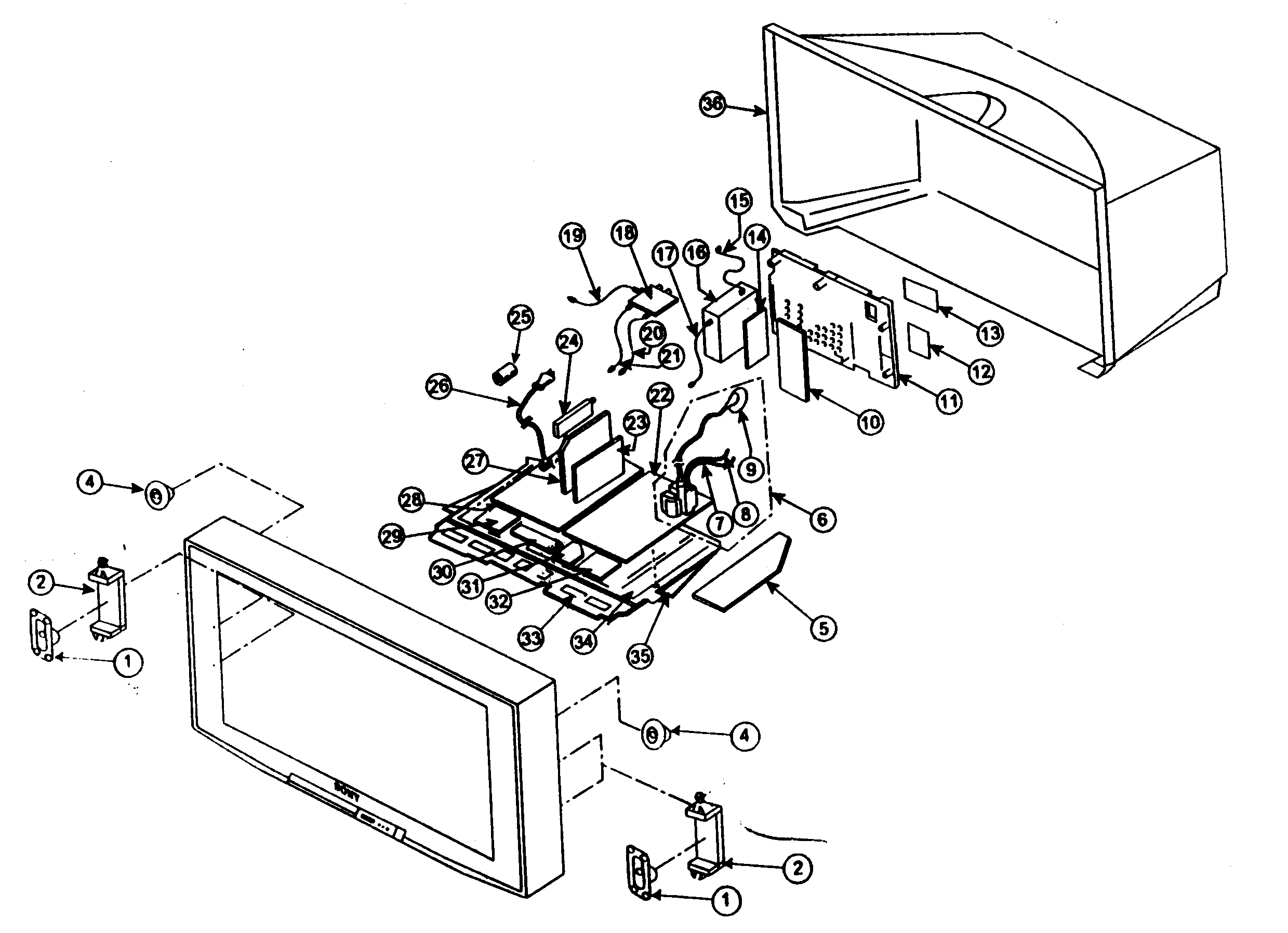 Sony KD-34XBR960 cabinet parts 1 diagram