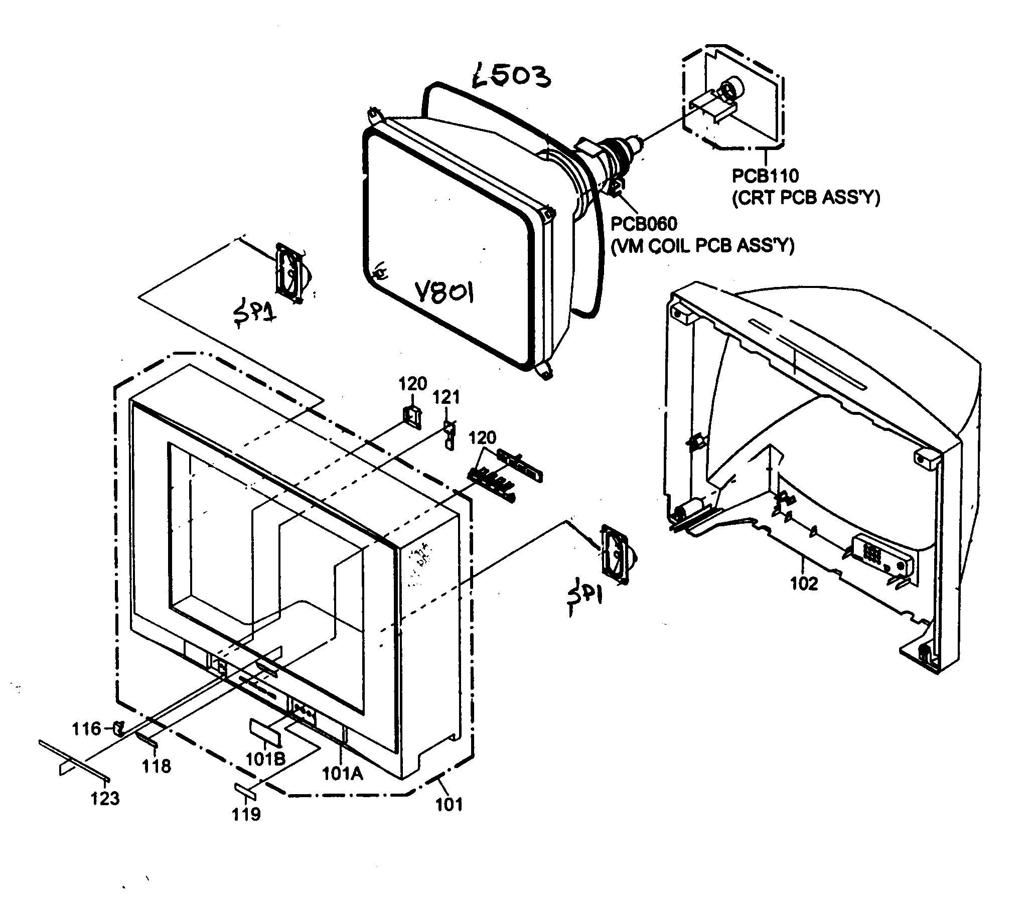 Toshiba 27AFX54 cabinet parts diagram