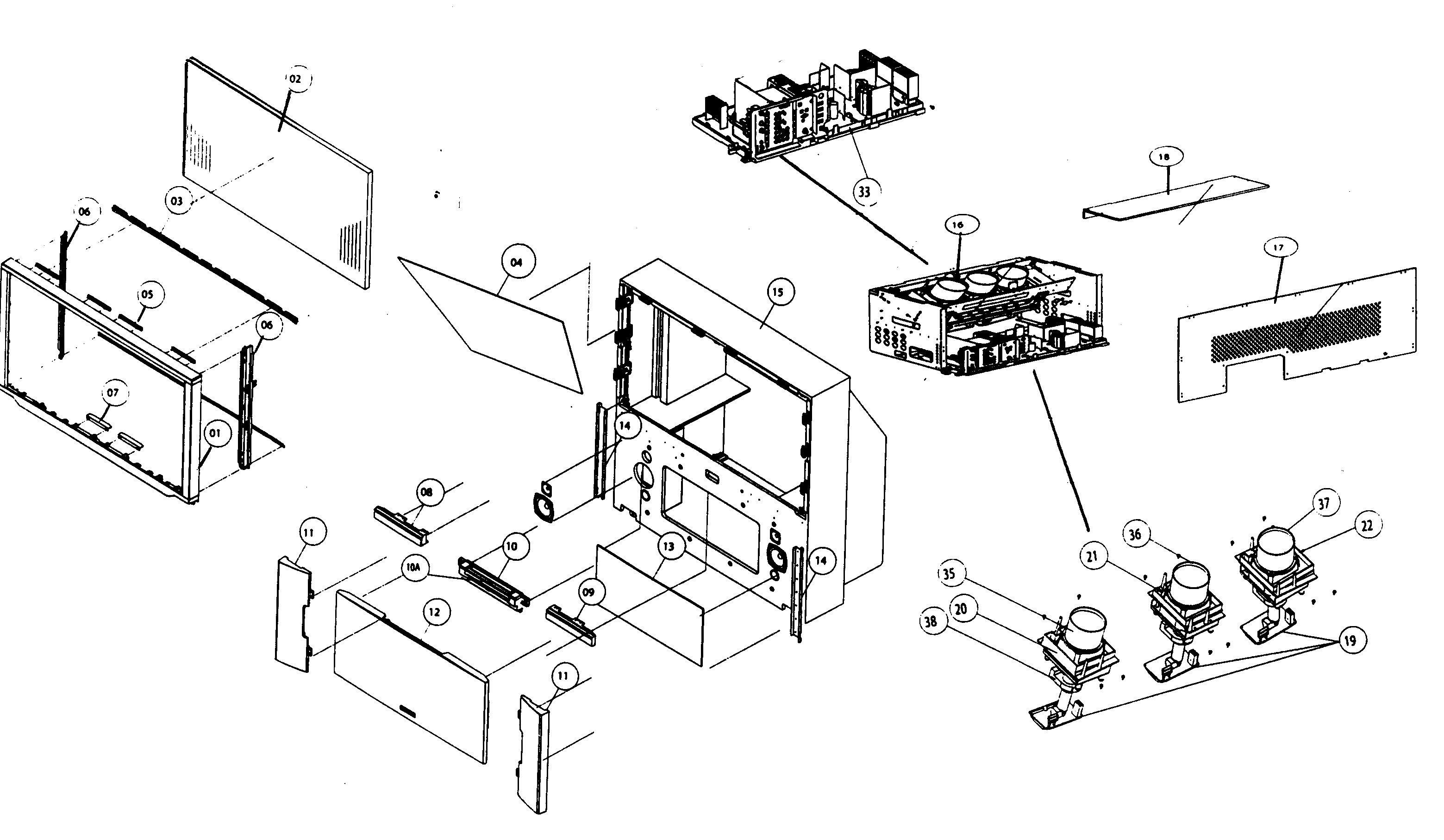 Hitachi 57T600 cabinet parts diagram