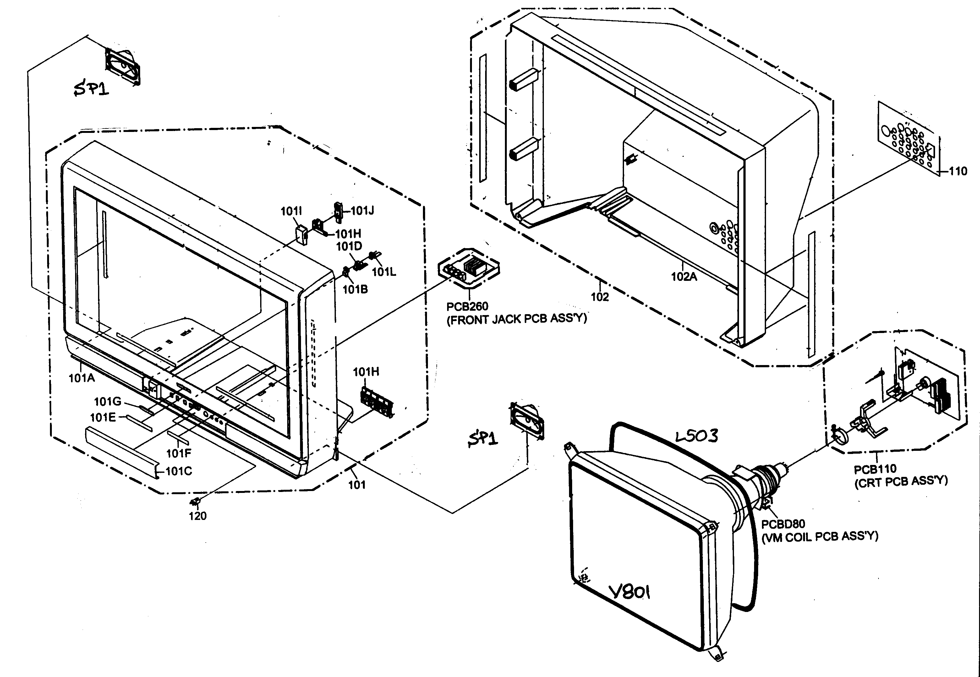 Toshiba 30HFX84 cabinet parts diagram