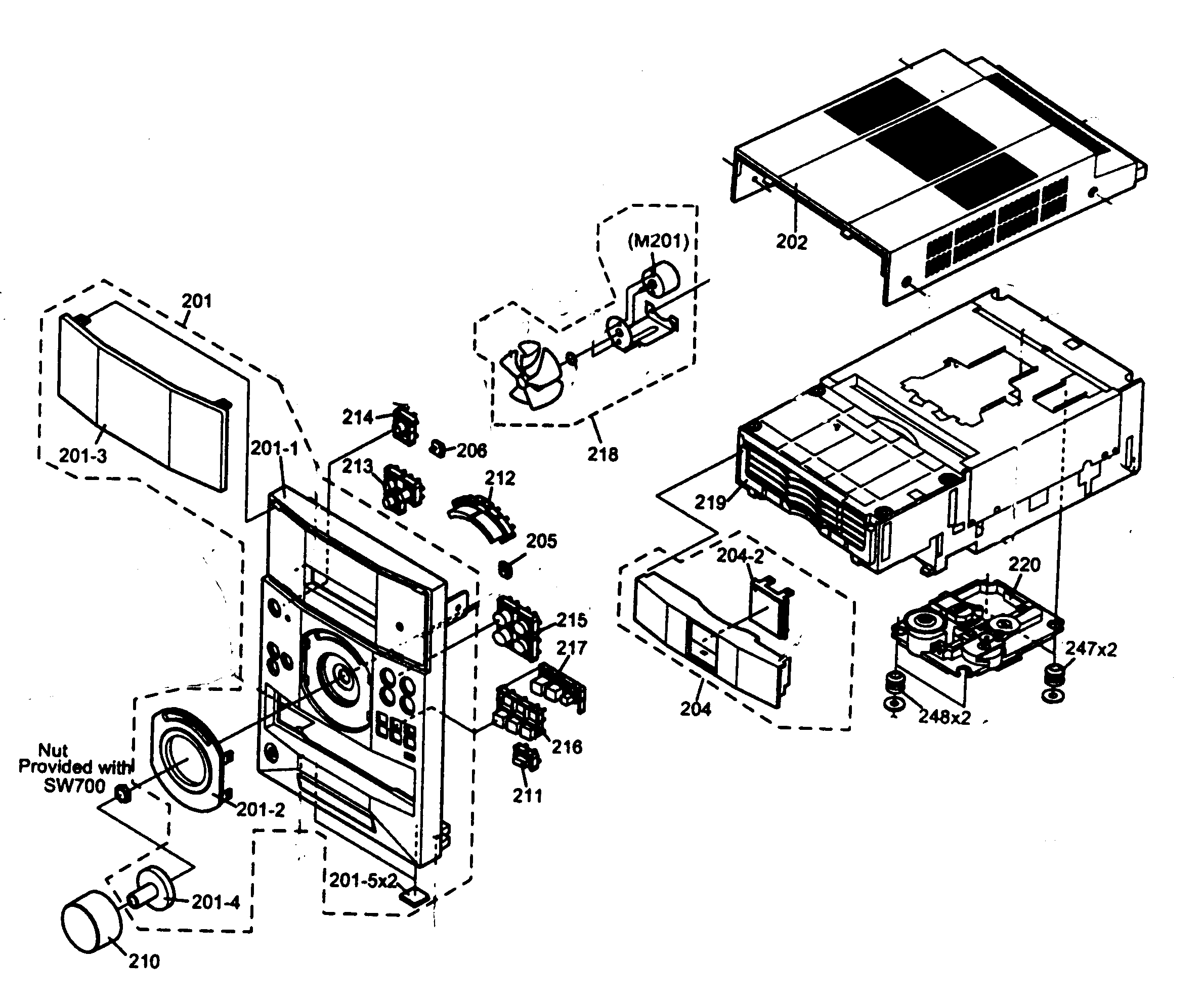 Sharp XL-DV50 cabinet parts diagram