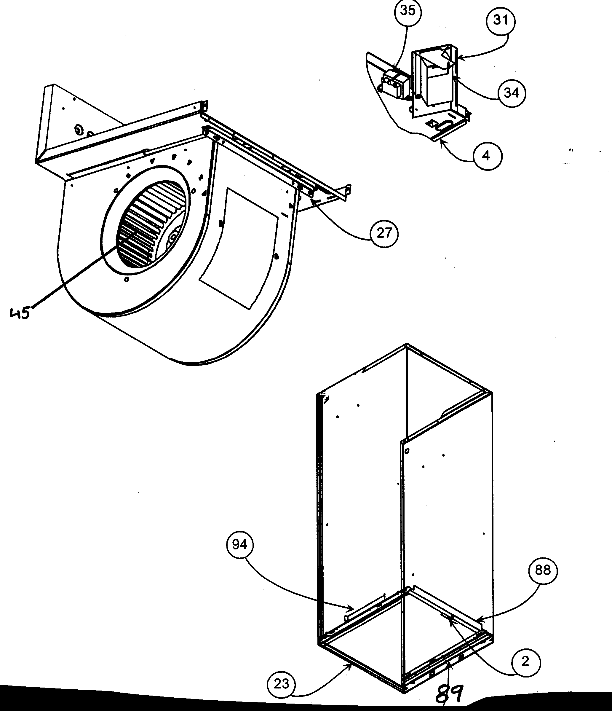 Carrier FE4ANF002000 blower assy diagram