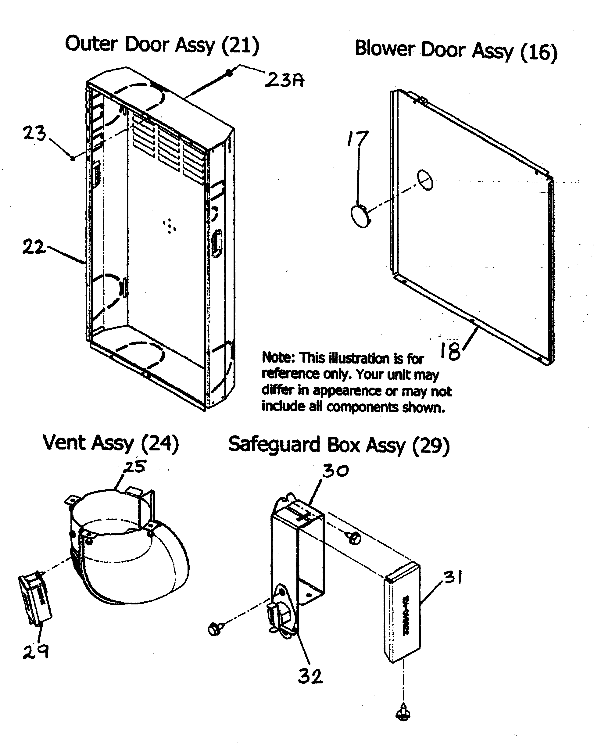Payne PG8MAA042090 outer door/vent assy diagram