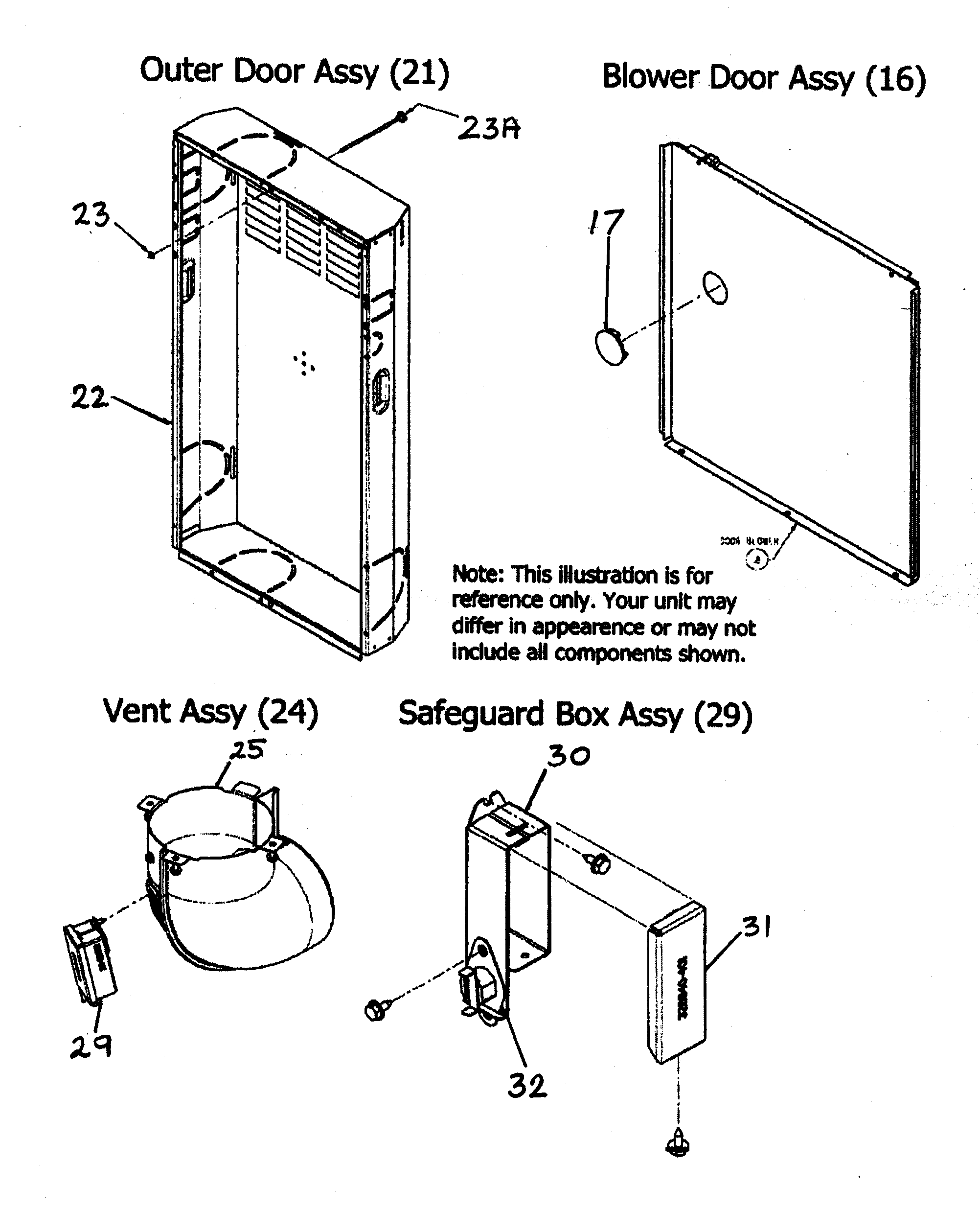 Payne PG8JAA066110AAJA outer door/vent assy diagram