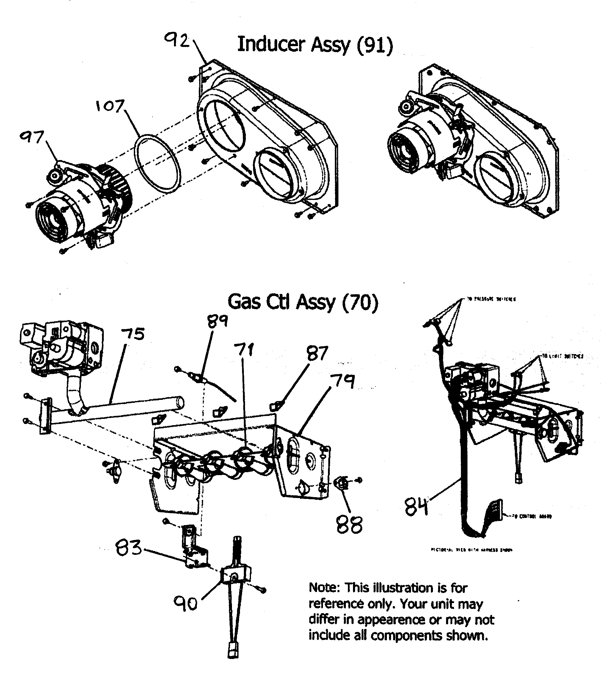 Payne PG8JAA042090AAJA inducer assy diagram