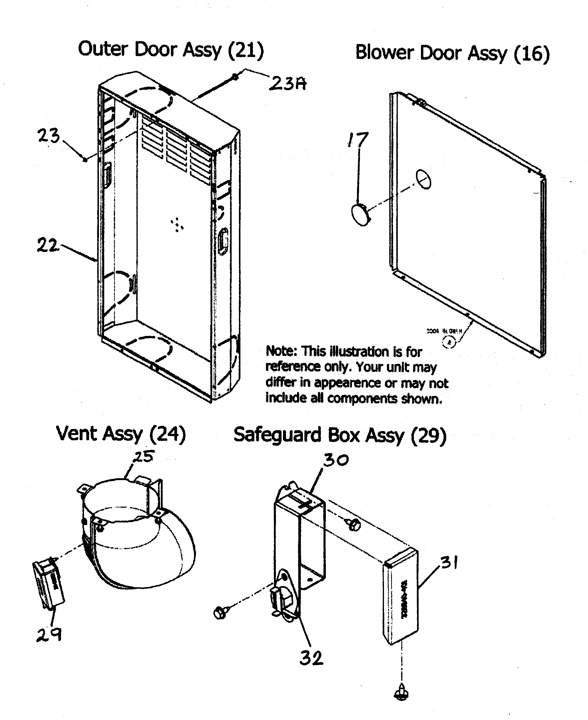 Payne PG8JAA042090AAJA outer door/vent assy diagram
