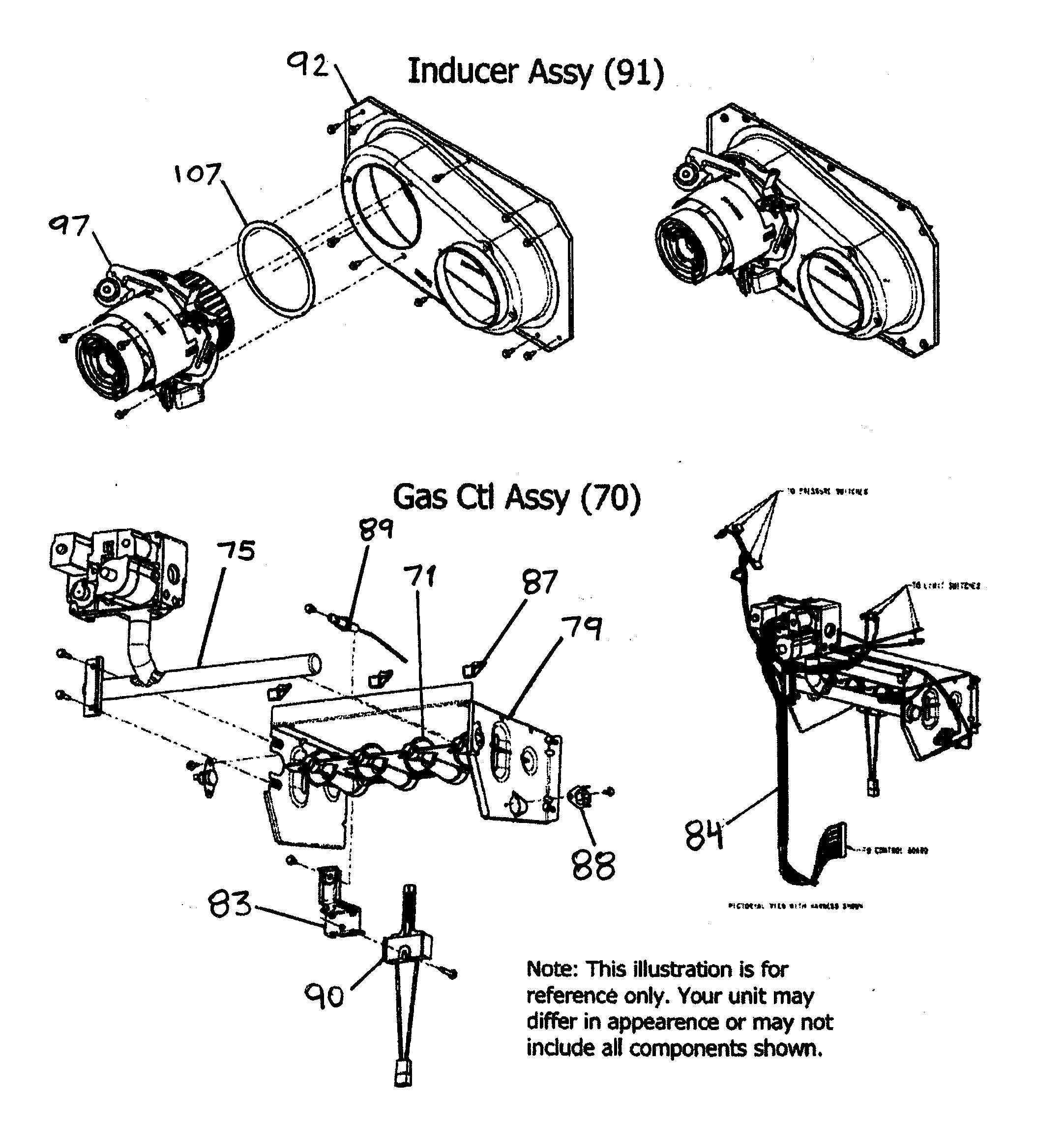Payne PG8MAA048070AAJA inducer assy diagram