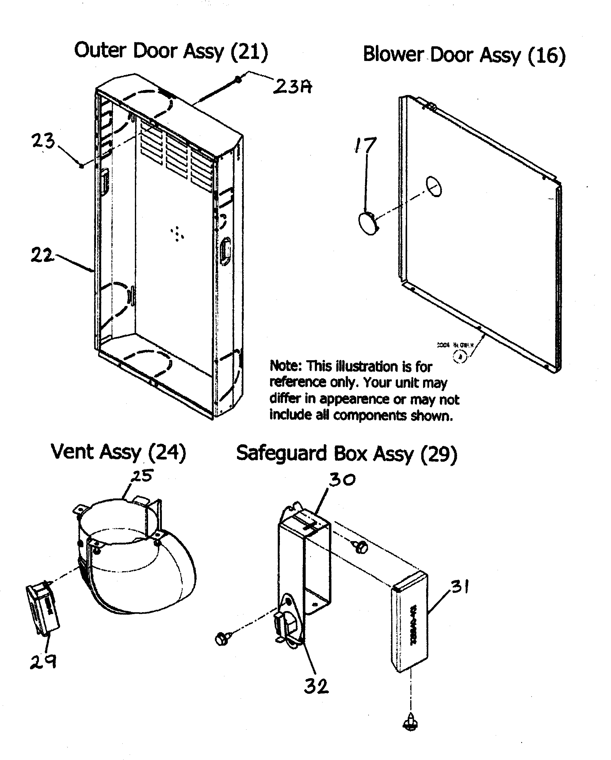 Payne PG8MAA048070AAJA outer door/vent assy diagram