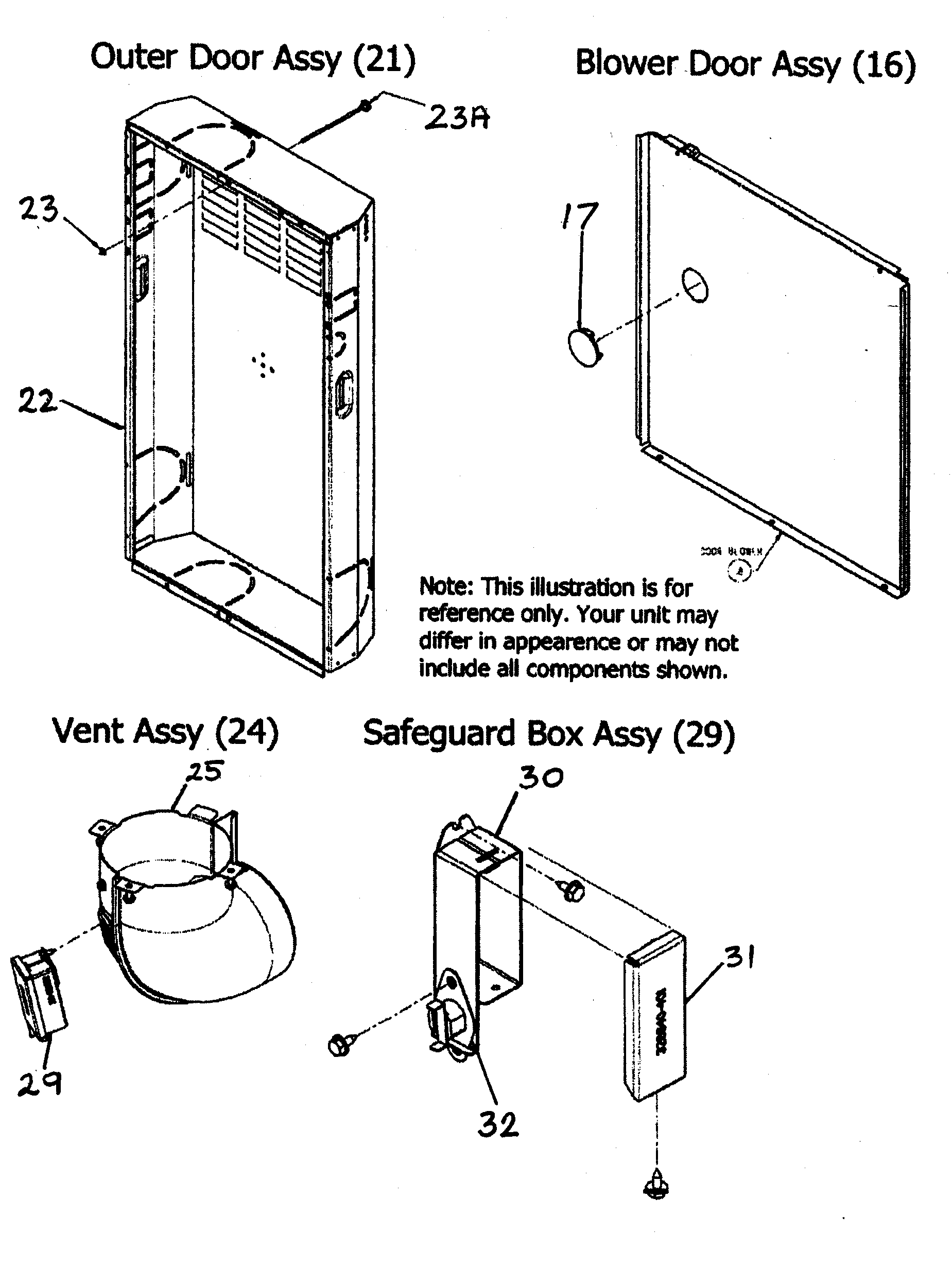 Payne PG8MAA036070 outer door/vent assy diagram