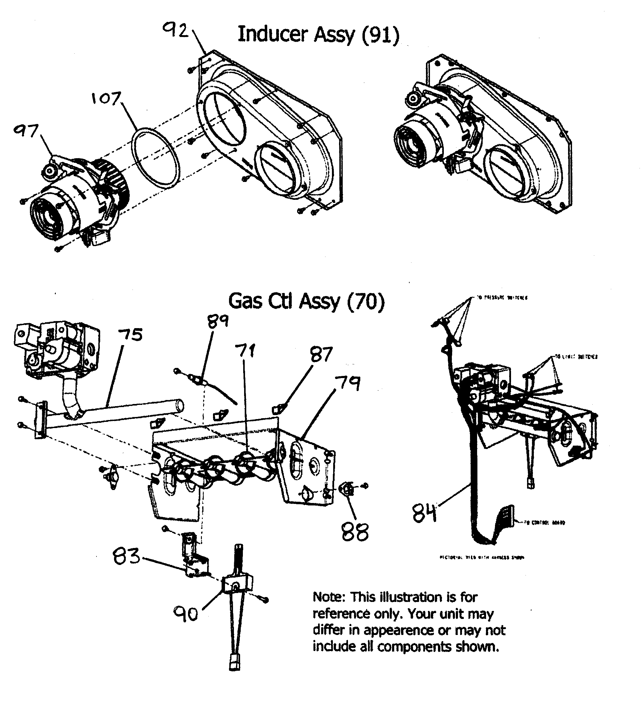 Payne PG8MAA066110AAJA inducer assy diagram
