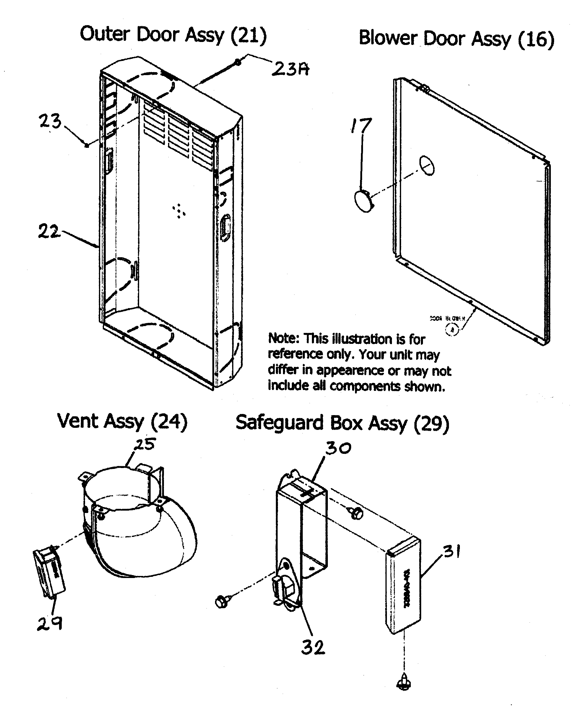 Payne PG8MAA066110AAJA outer door/vent assy diagram