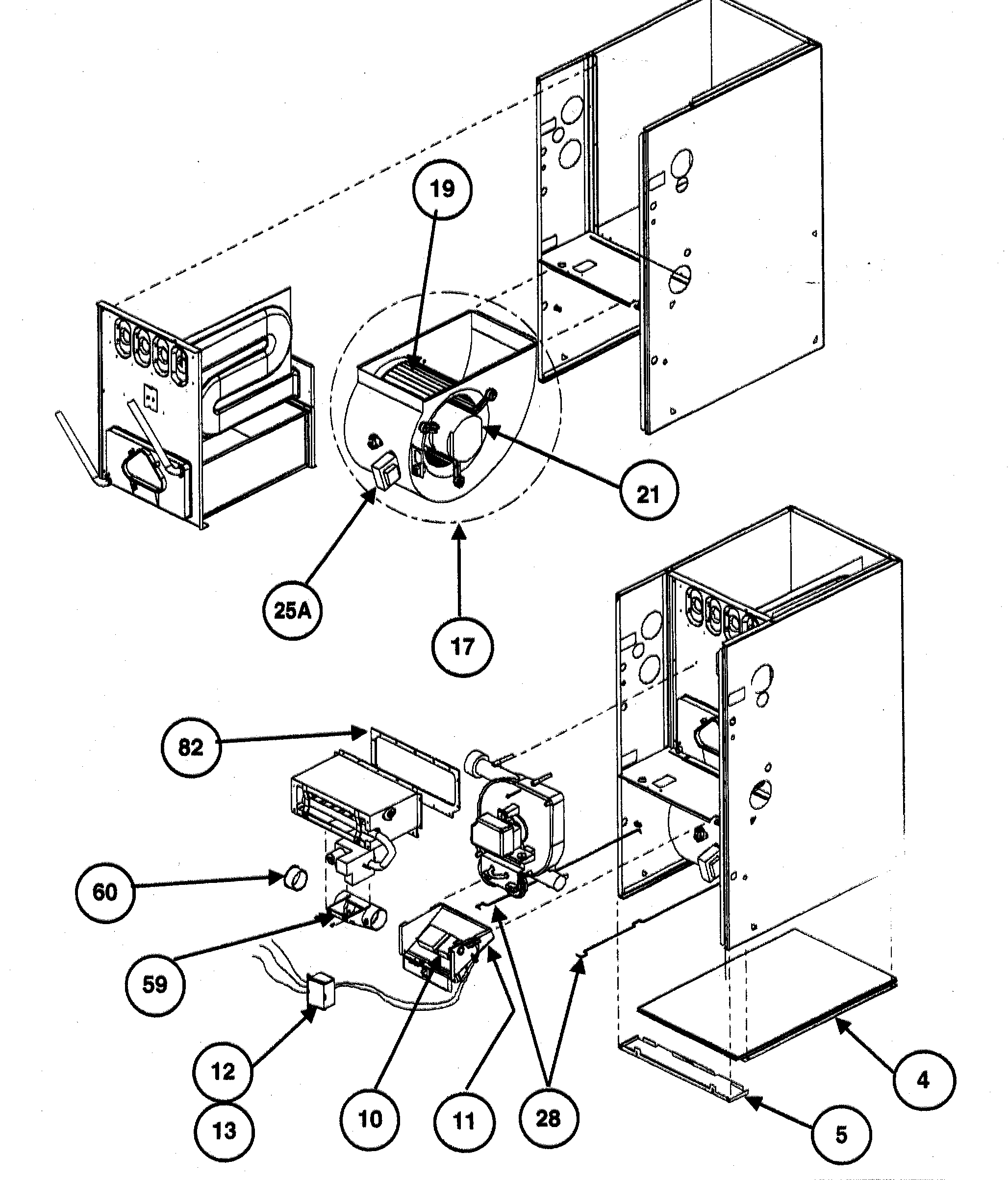 Carrier 58MXA080-F cabinet assy 1 diagram