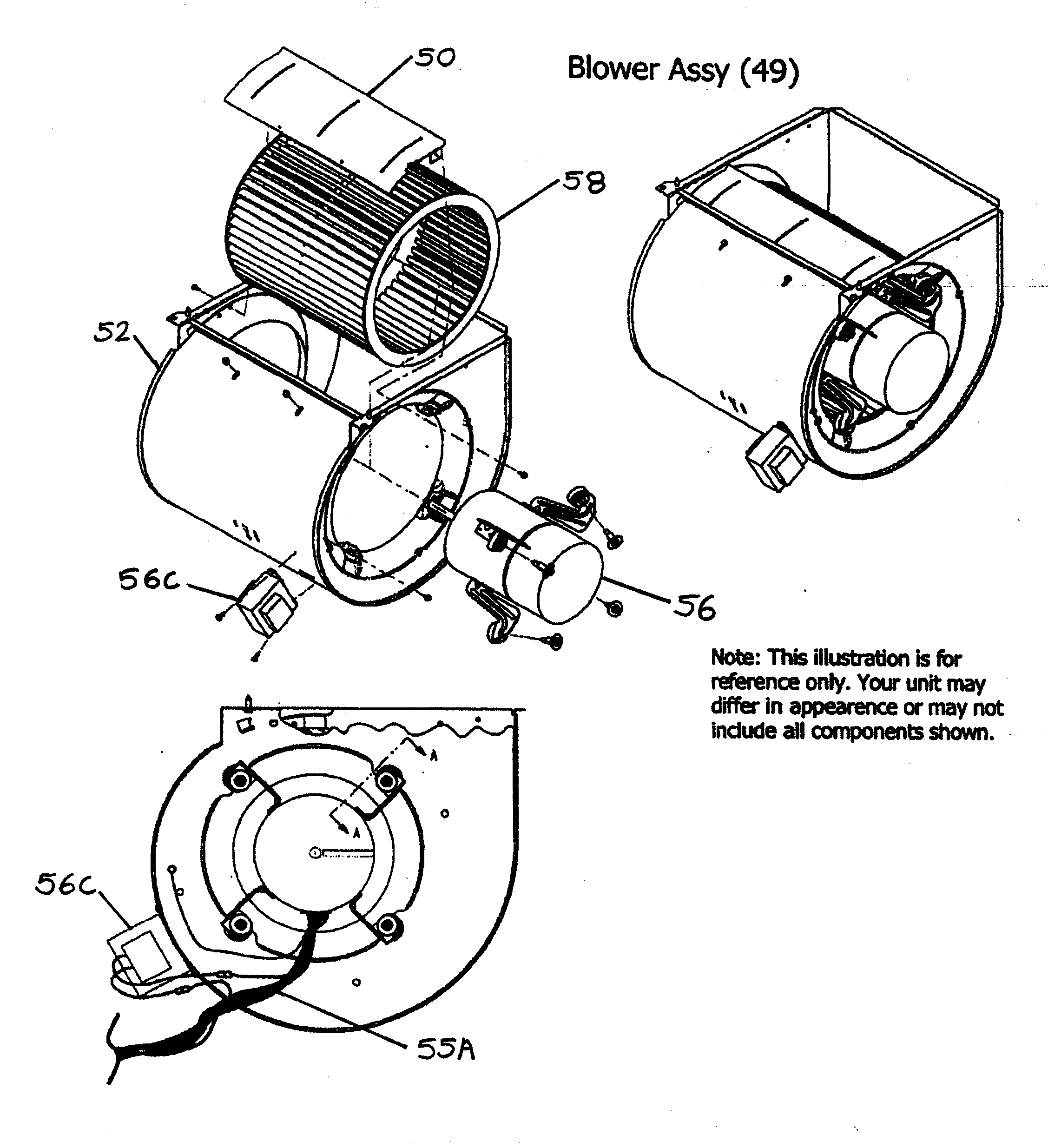Carrier 58DLA11010012 blower assy diagram