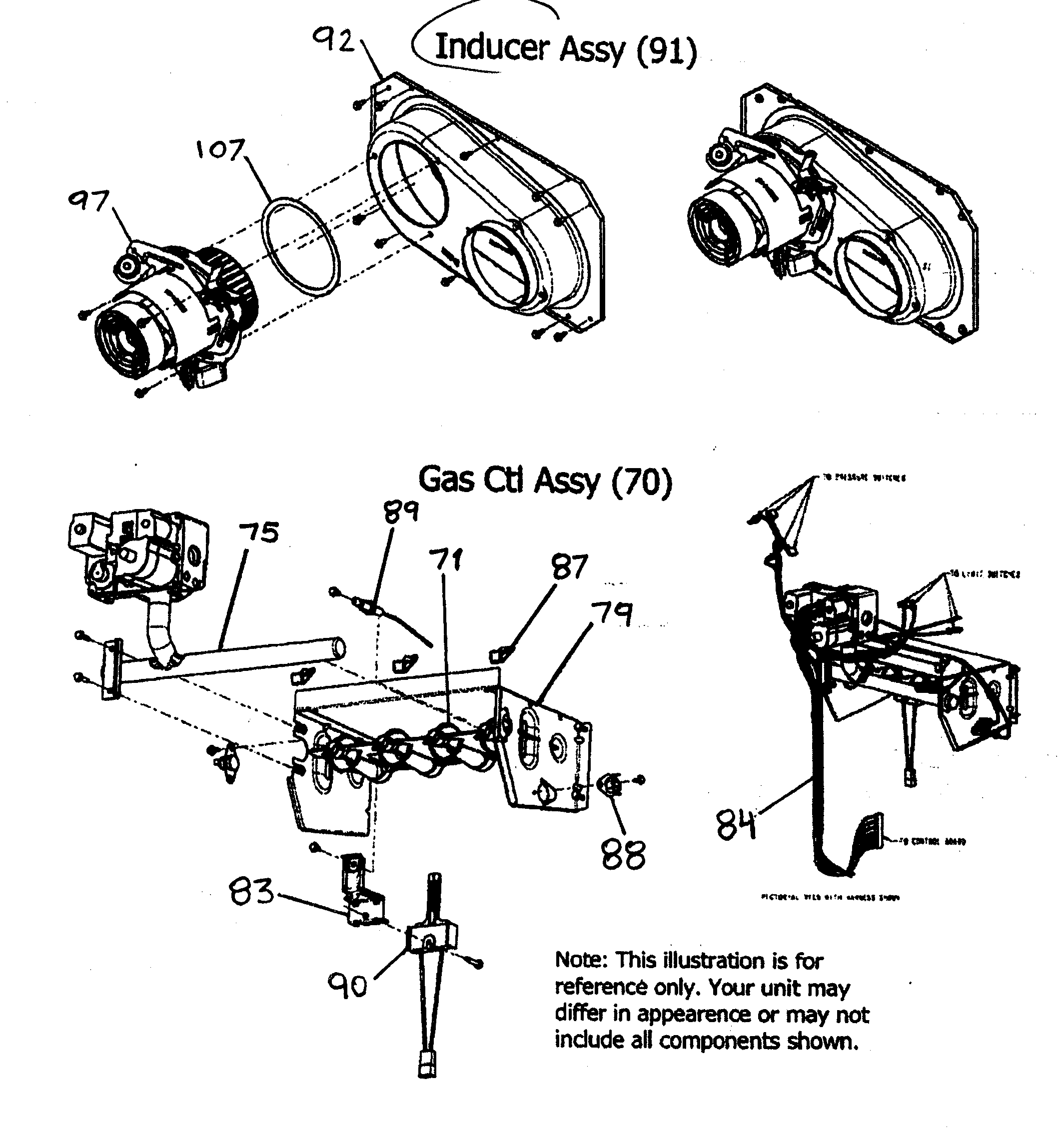 Payne PG8JAA036045AAJA inducer assy diagram
