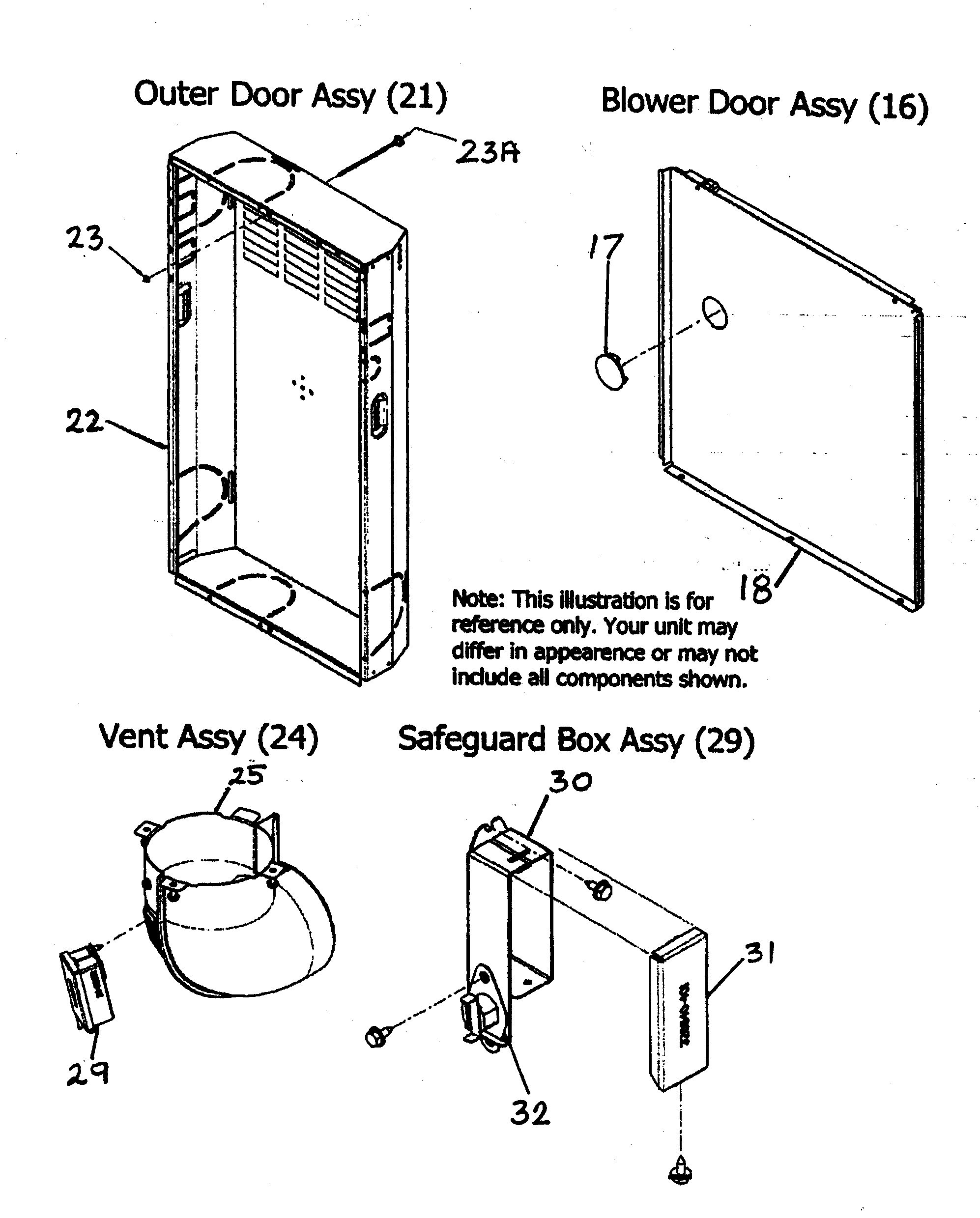Payne PG8JAA048070 outer door/vent assy diagram