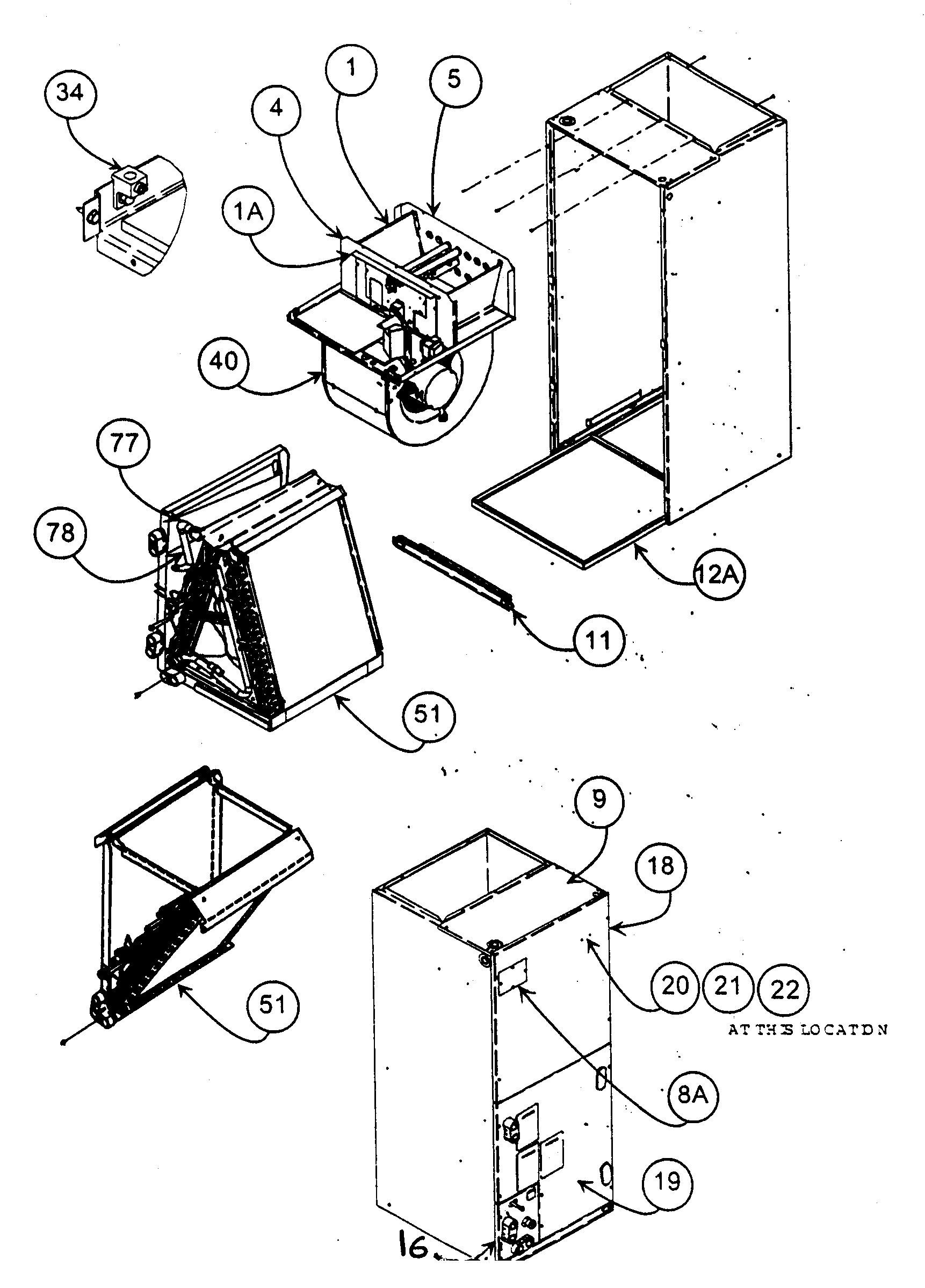 Carrier FX4BNF018000AAAA cabinet assy 1 diagram