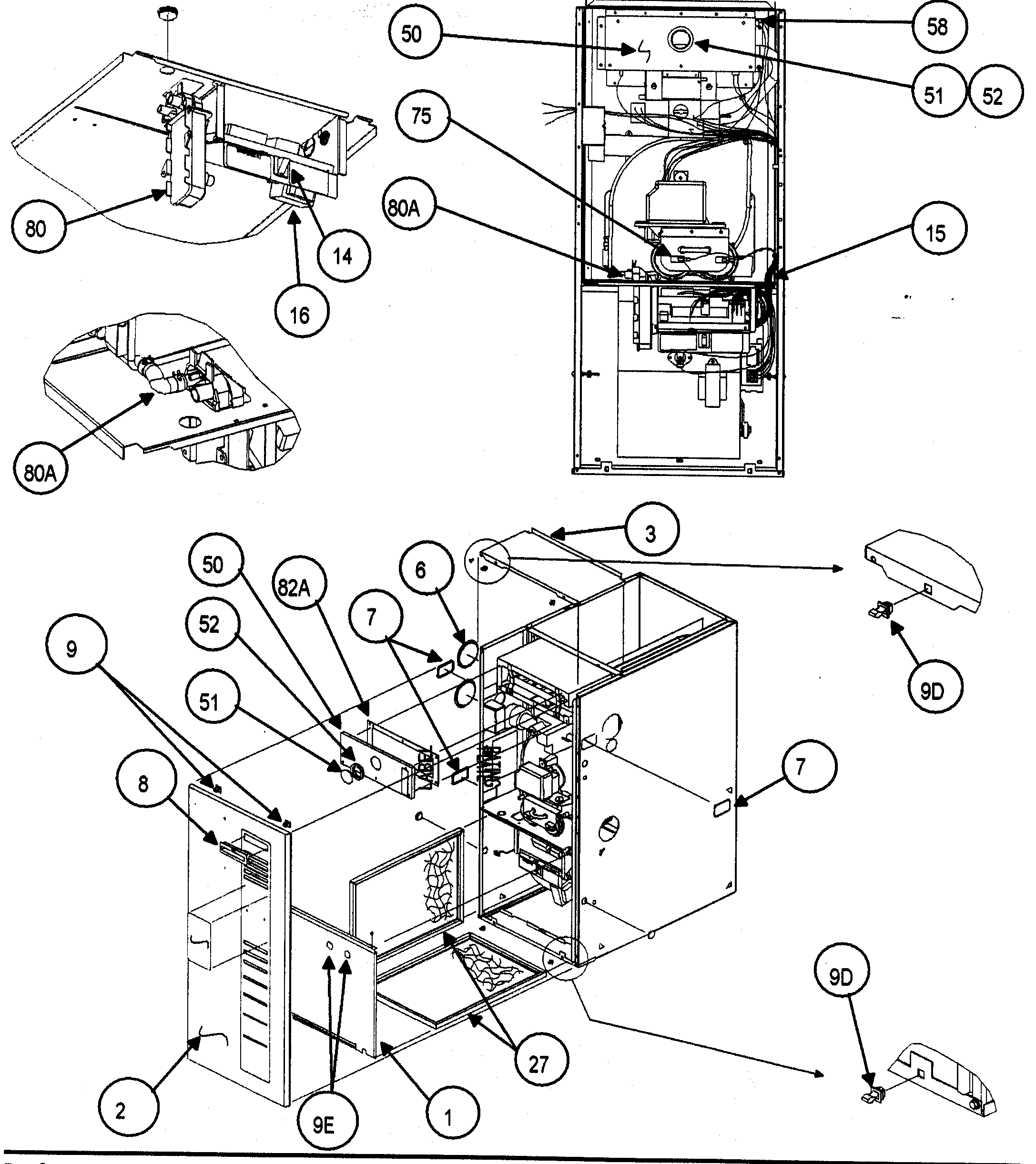 Carrier 58MXA100F14120 cabinet assy 2 diagram