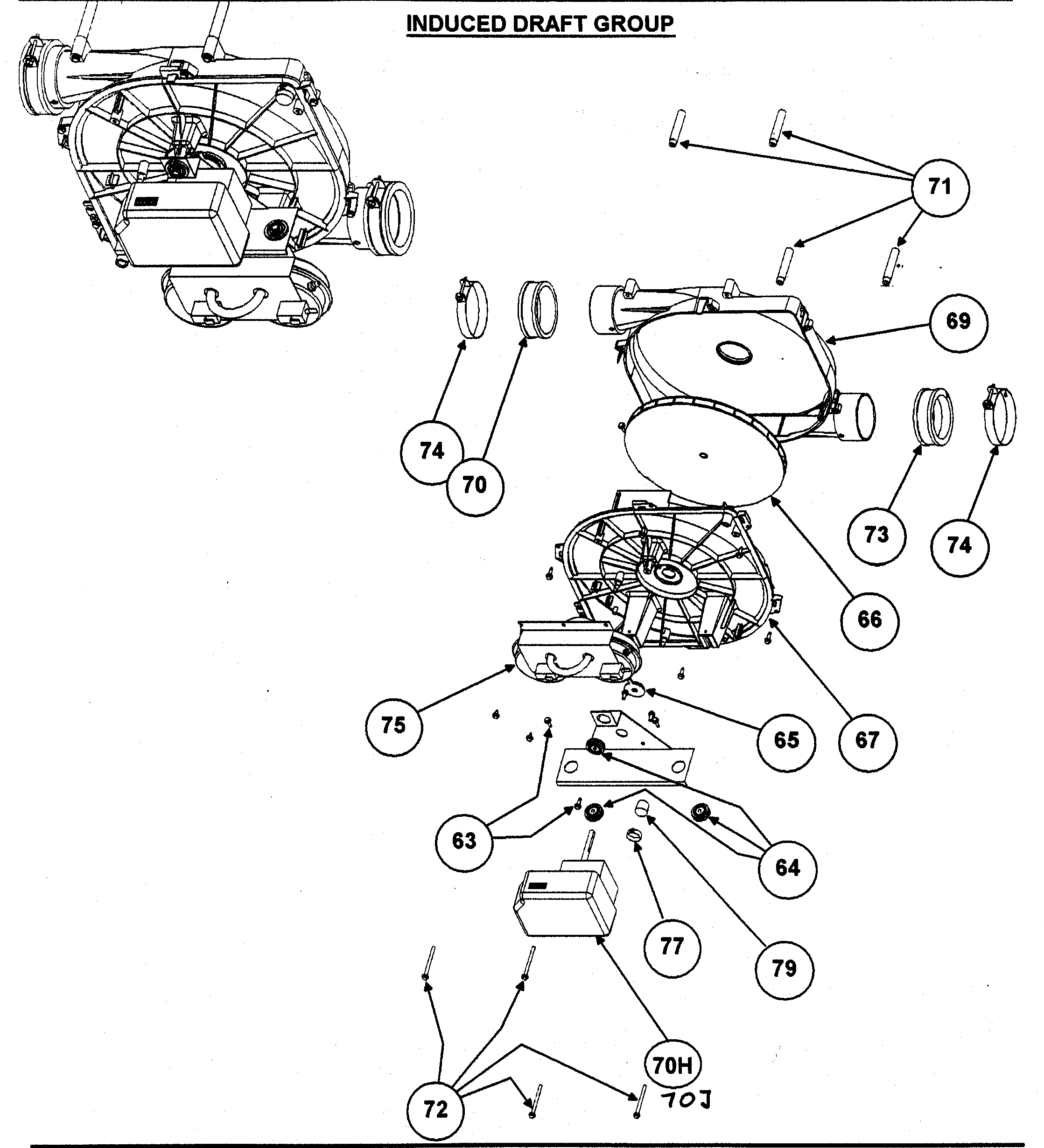 Carrier 58MXA060F14112 induced draft group diagram
