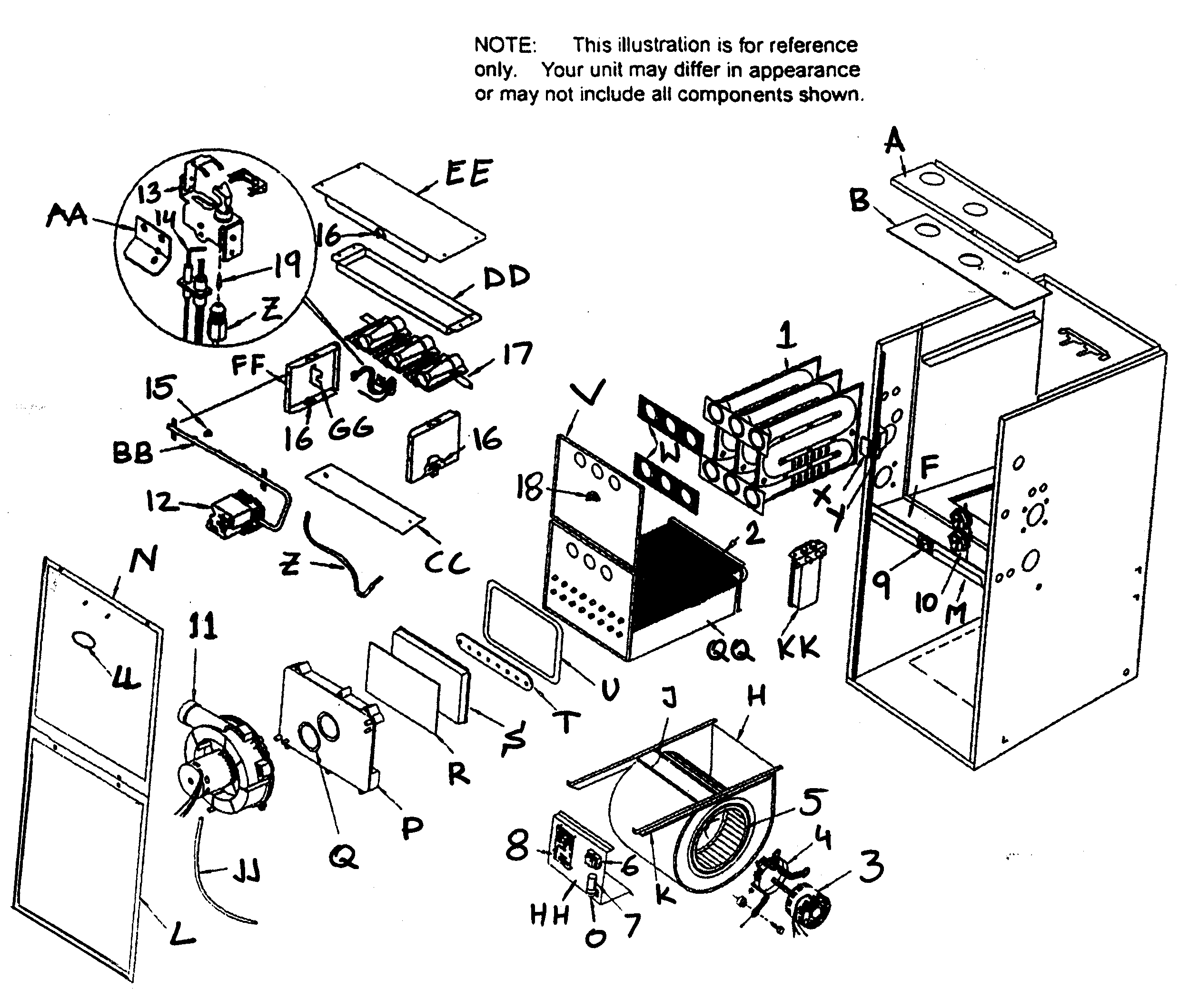 ICP H9MPD075F12A1 cabinet assy diagram