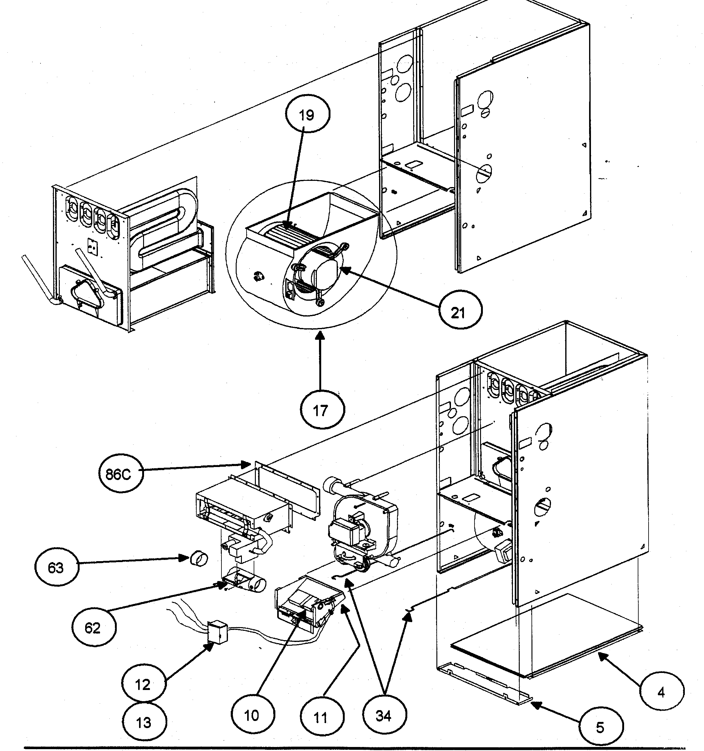 Carrier 58MVP080F15120 cabinet assy 1 diagram