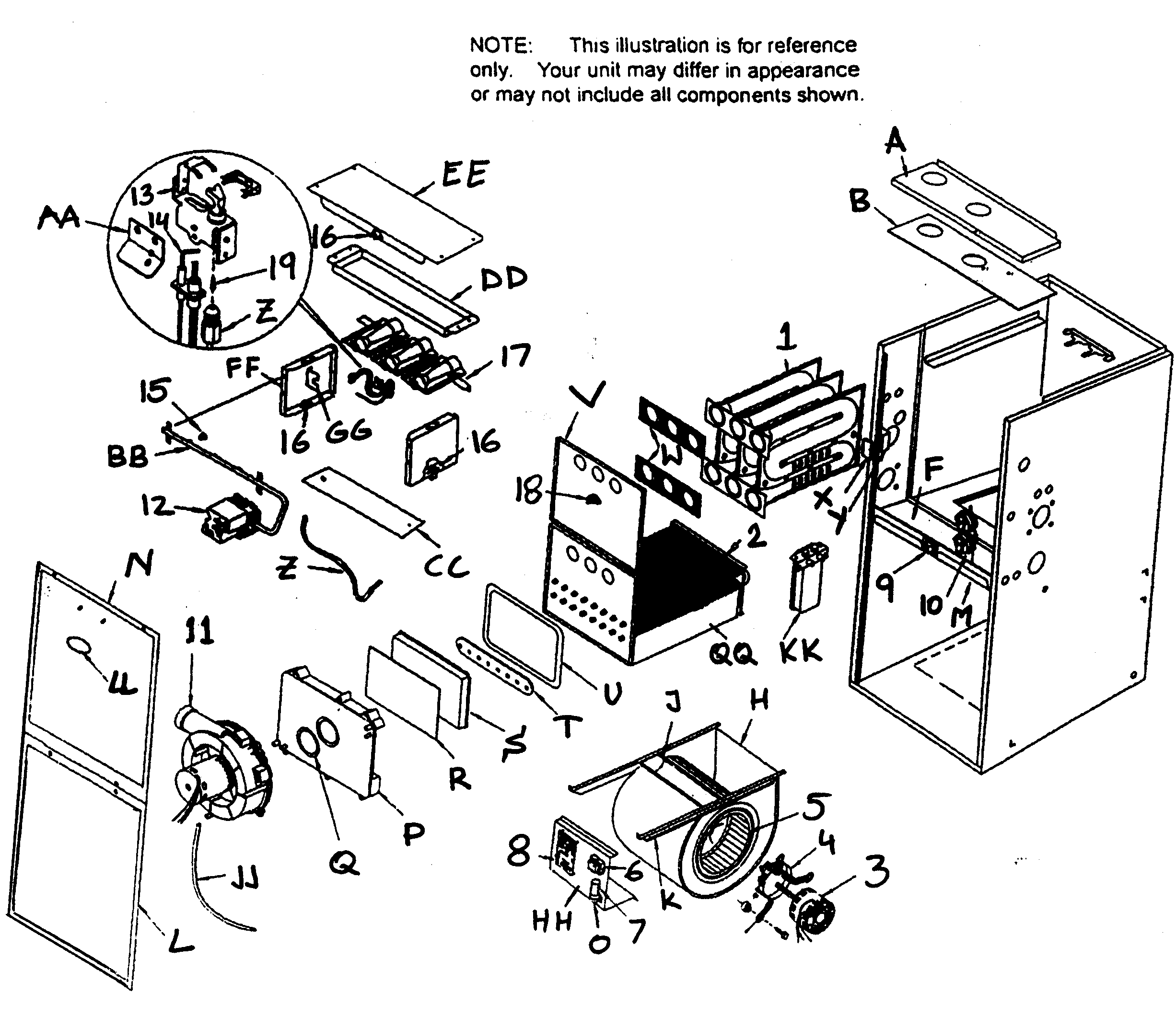 ICP H9MPT075F12A1 cabinet assy diagram