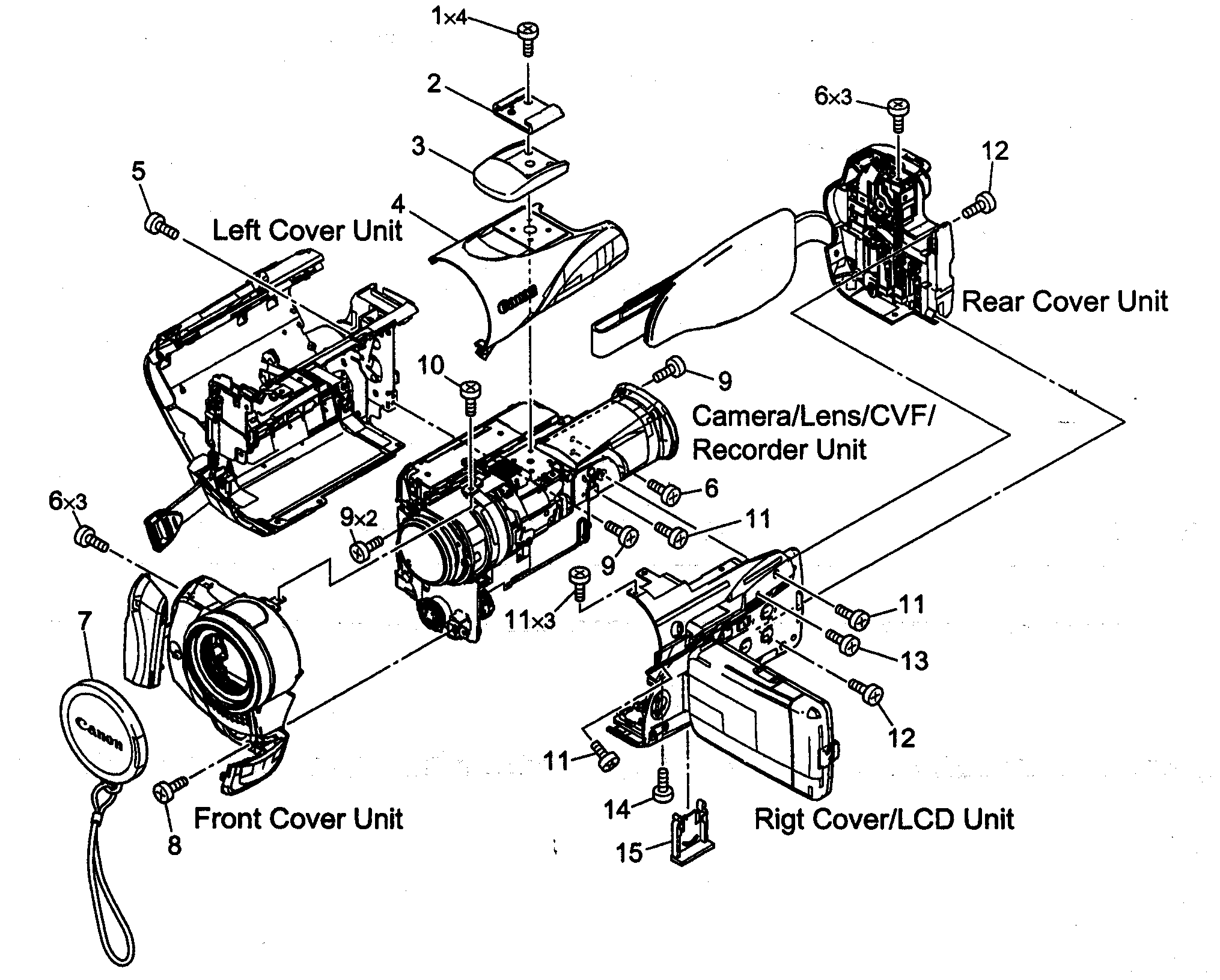 Canon ELURA60A casing assy diagram