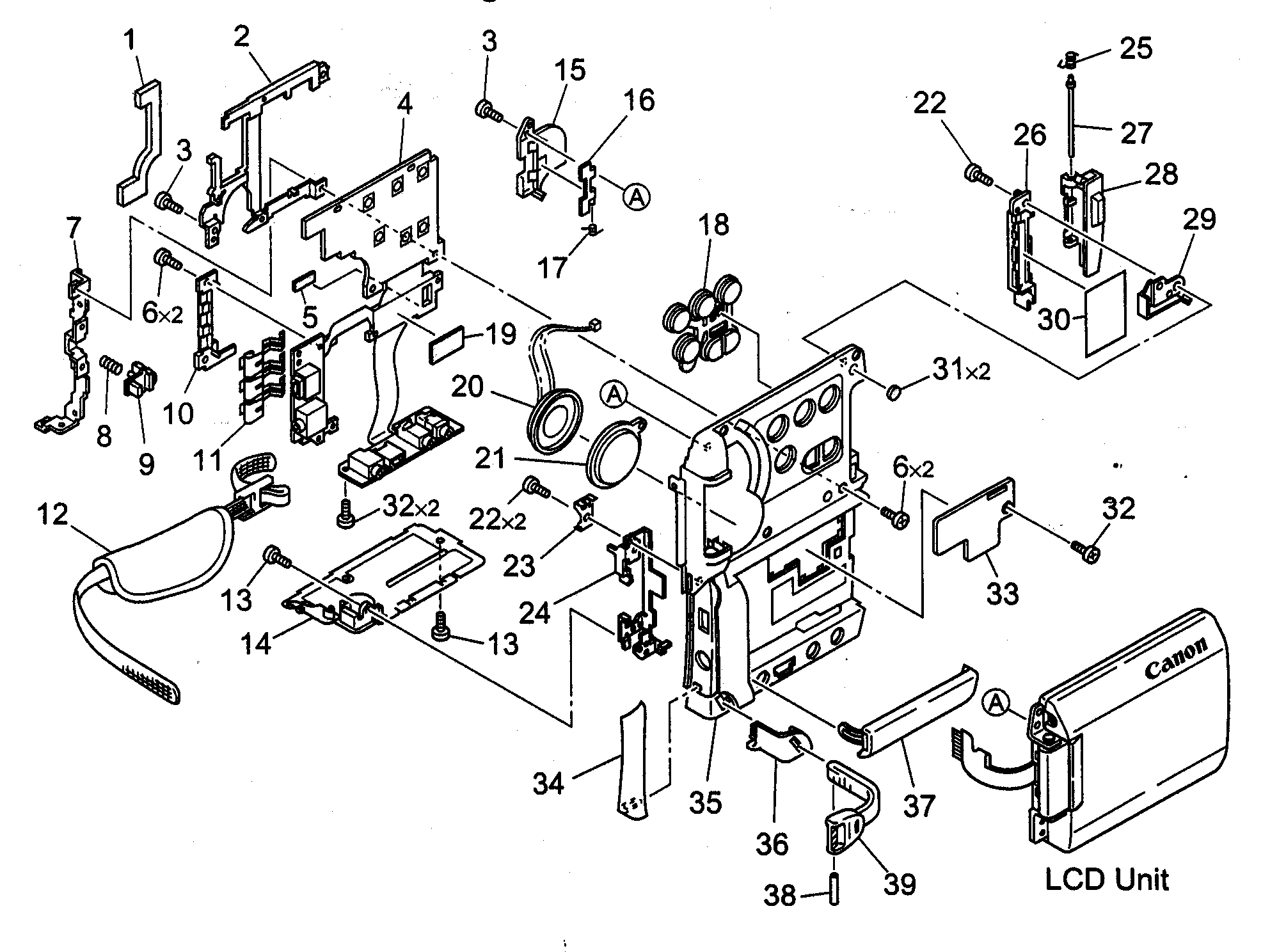 Canon ELURA50 right cover assy diagram