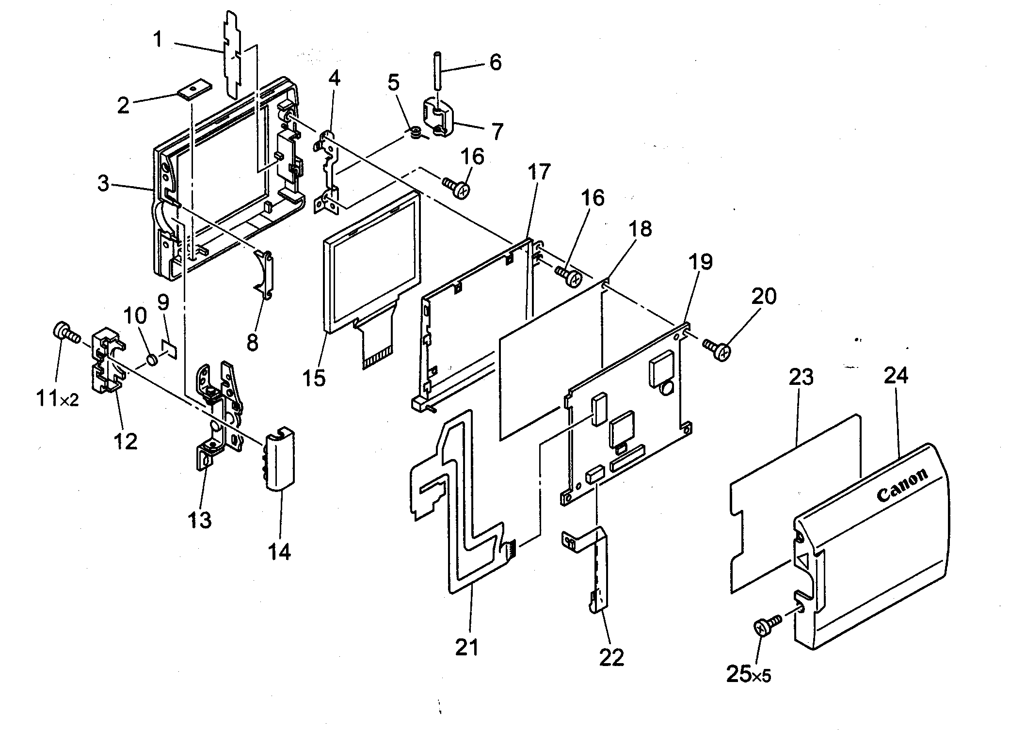 Canon ELURA50 lcd assy diagram