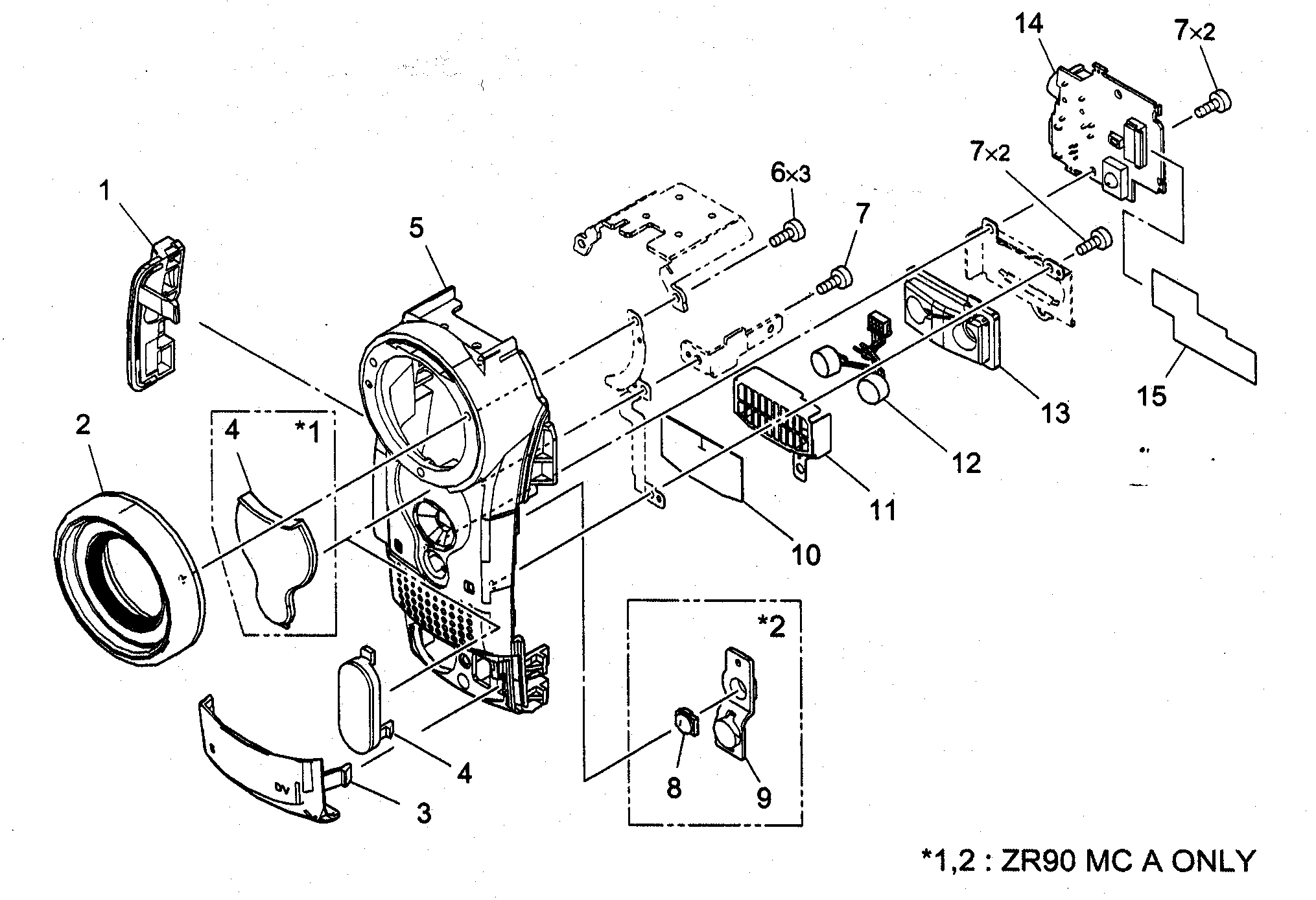 Canon ZR80 front cover assy diagram