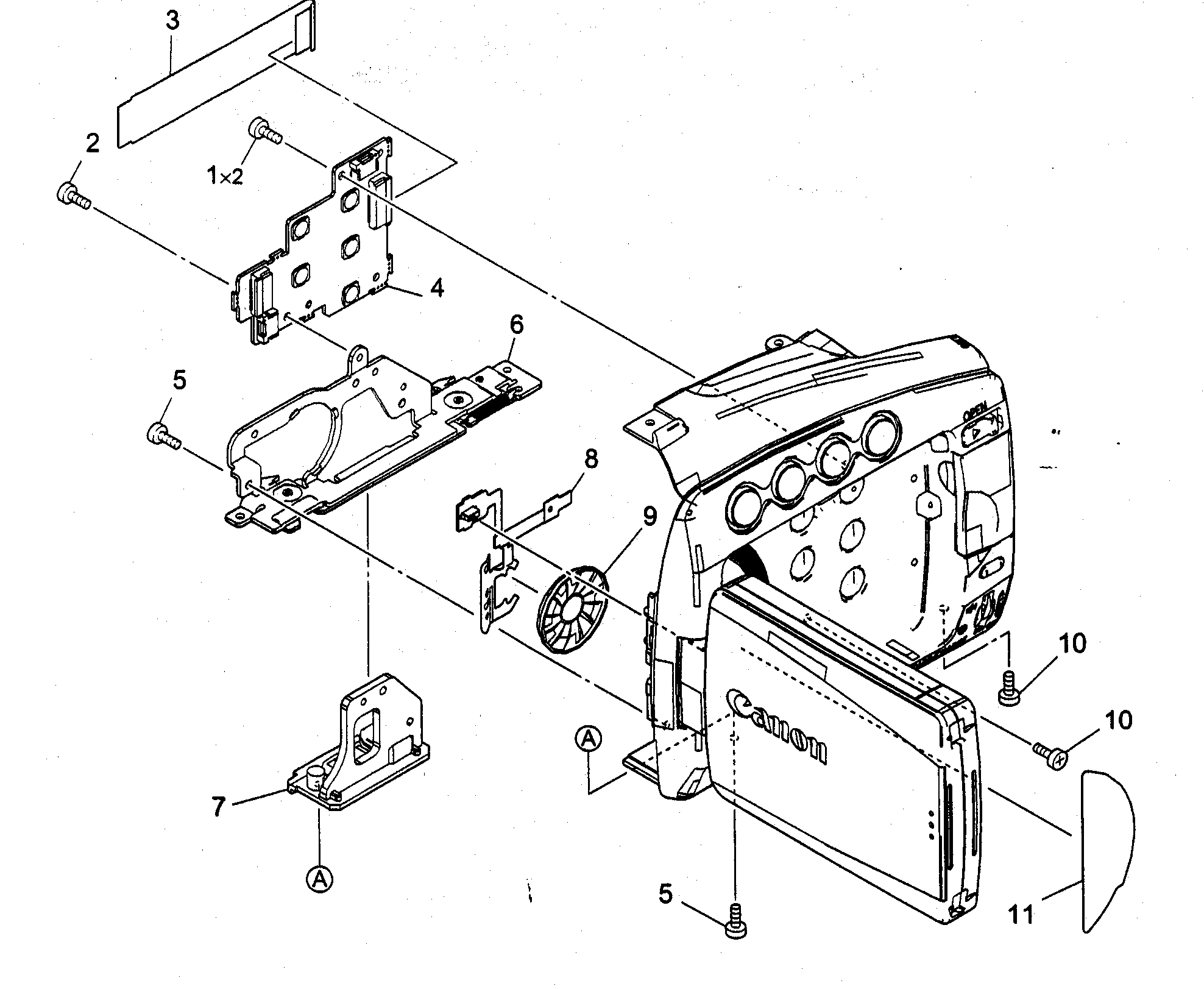 Canon ZR80 right cover assy 1 diagram