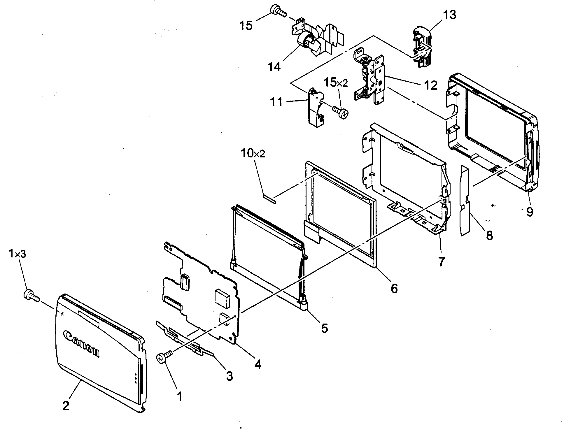 Canon ZR80 lcd assy diagram