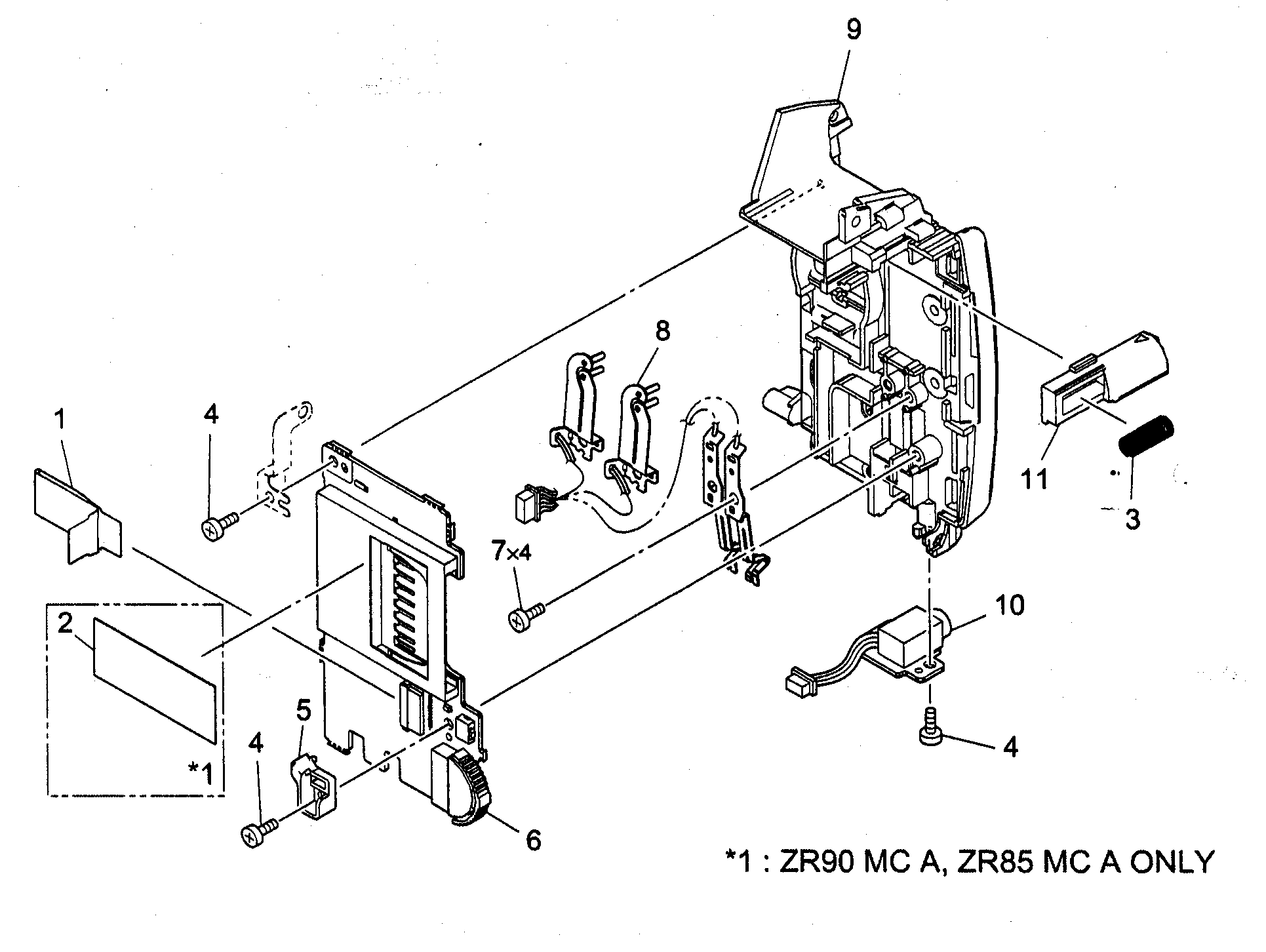 Canon ZR80 rear cover assy diagram