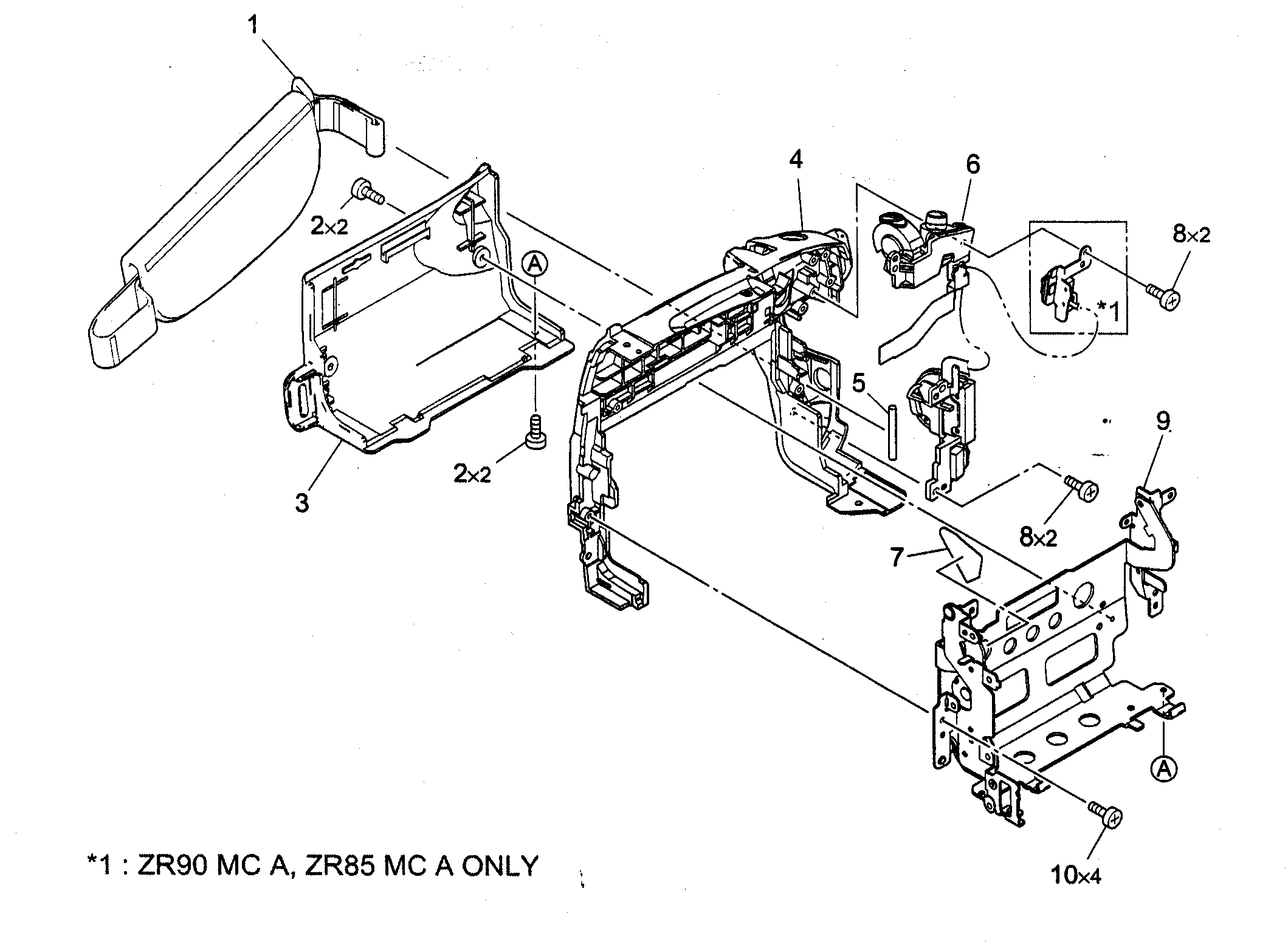 Canon ZR90 left cover assy diagram