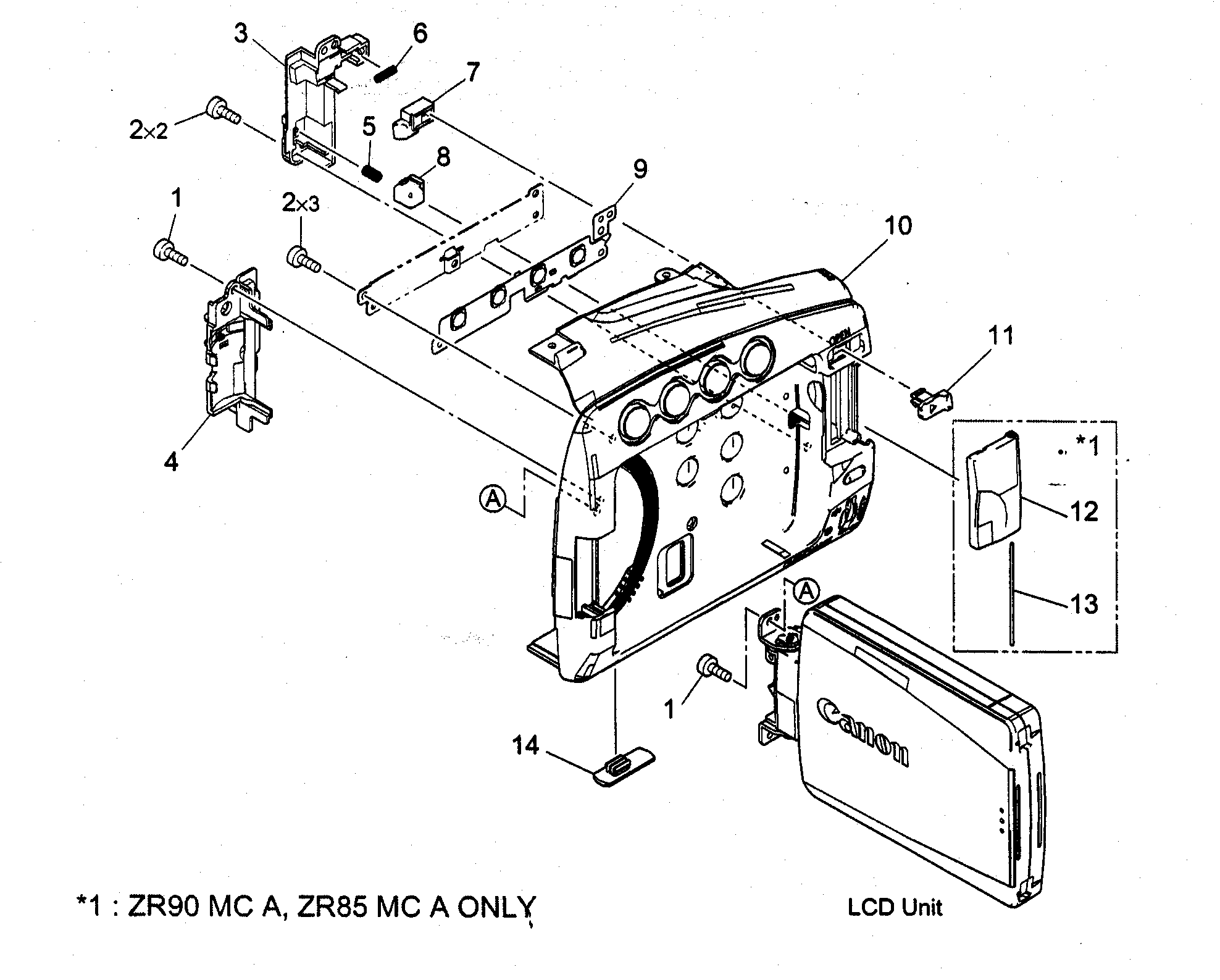 Canon ZR90 right cover assy 2 diagram