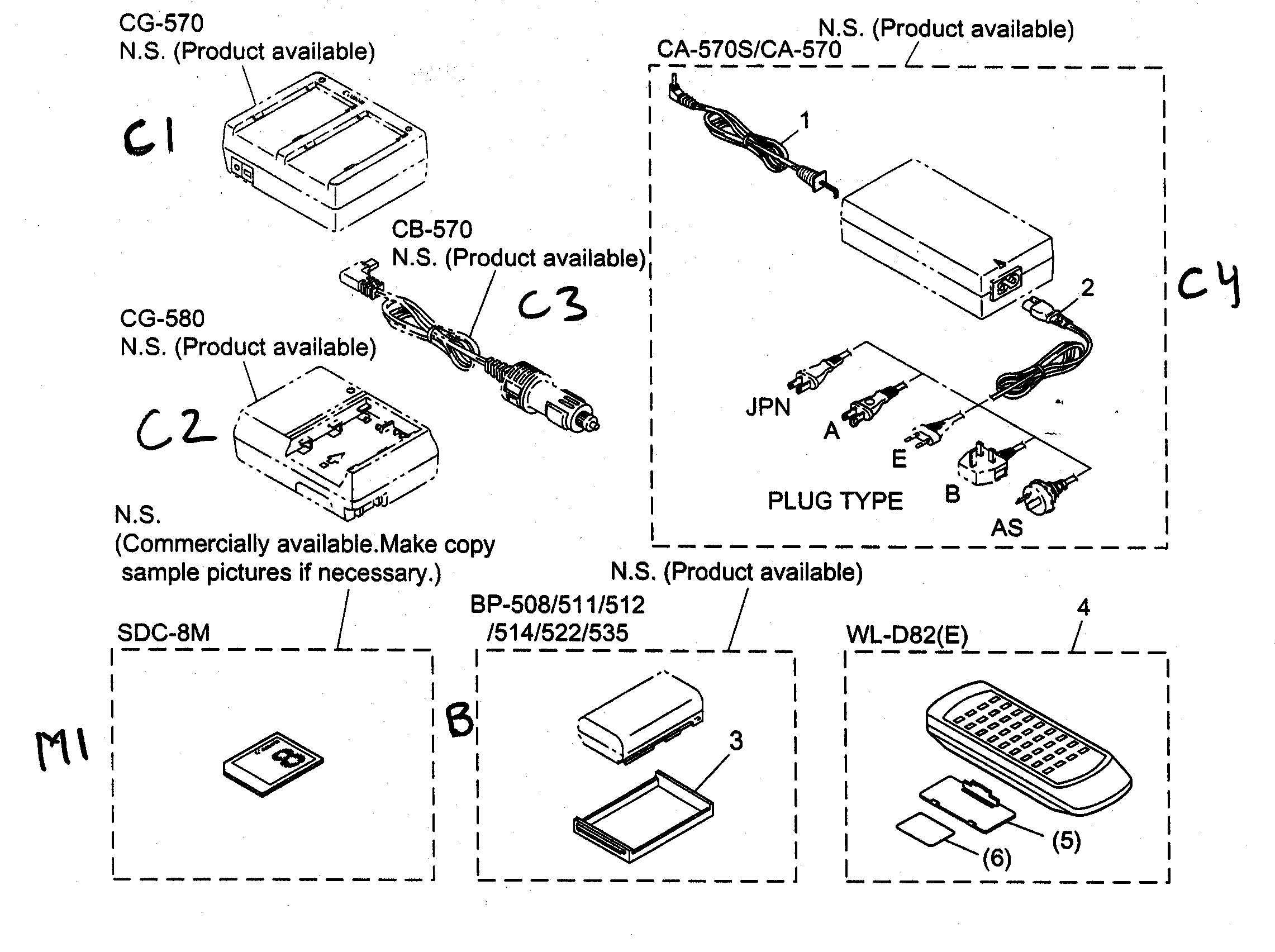 Canon ZR90 accessory 1 diagram