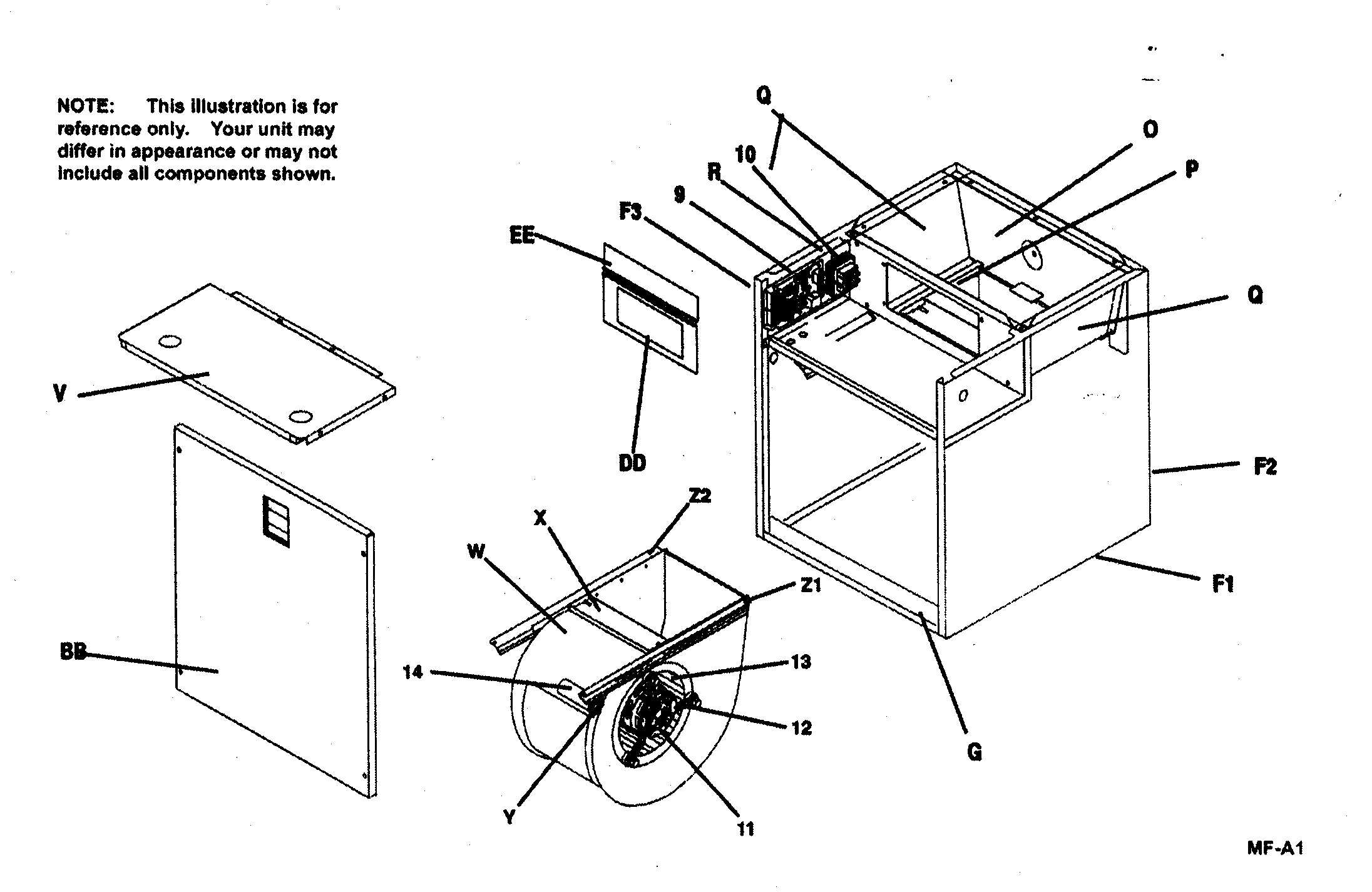 ICP MF16J2200A1 air handler diagram