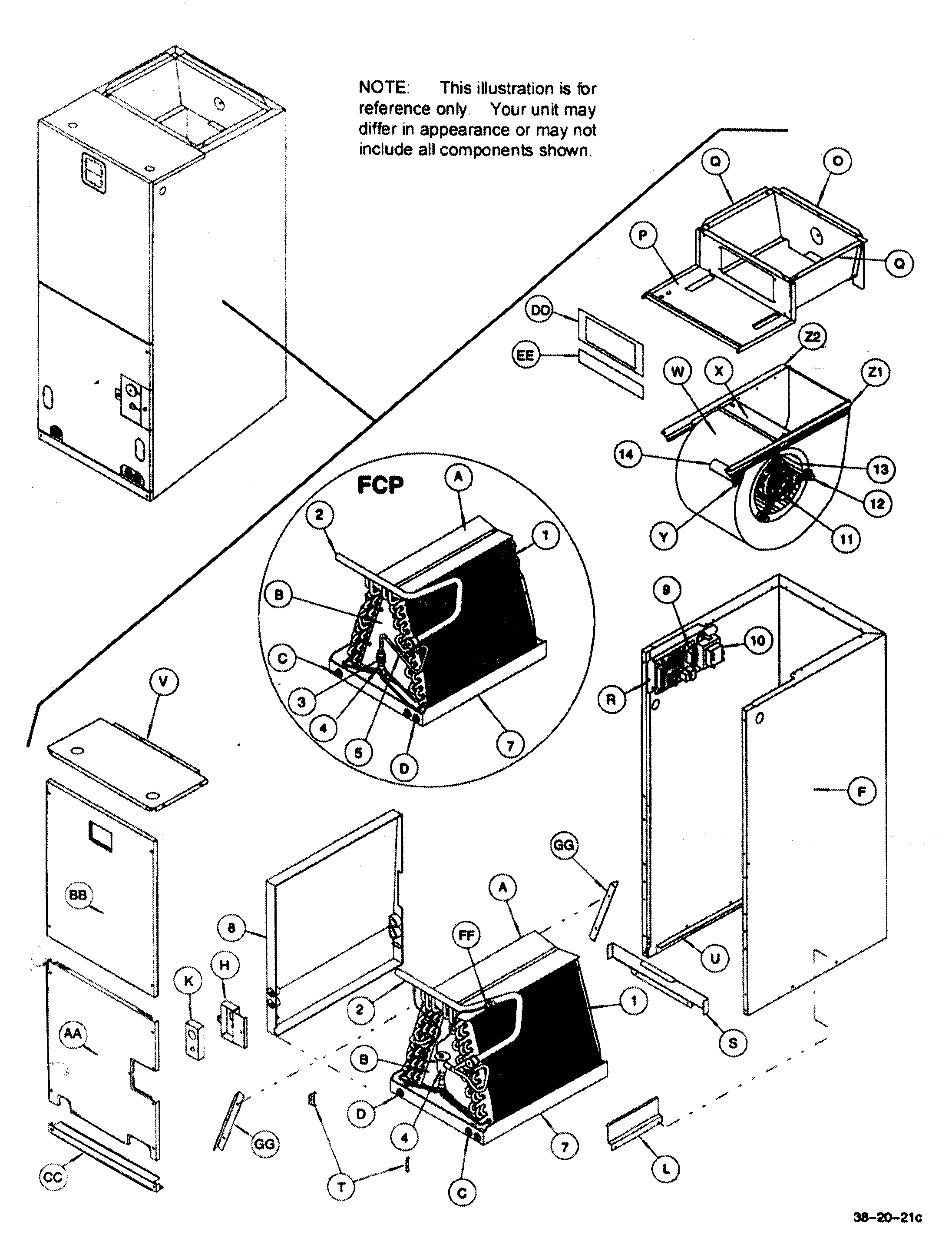 ICP FCP3600D1 fan coil diagram