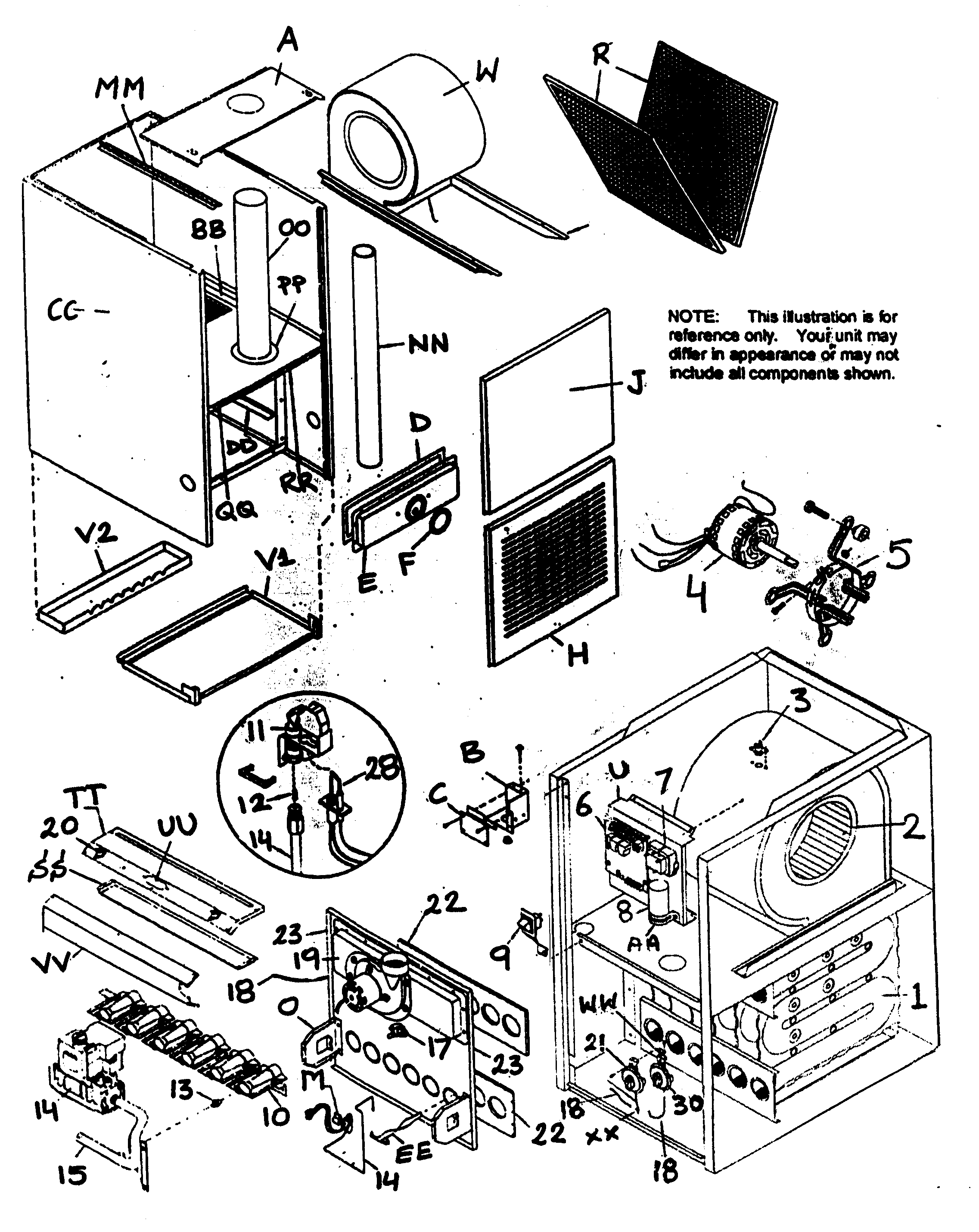 ICP TDE075B12G1 cabinet parts diagram
