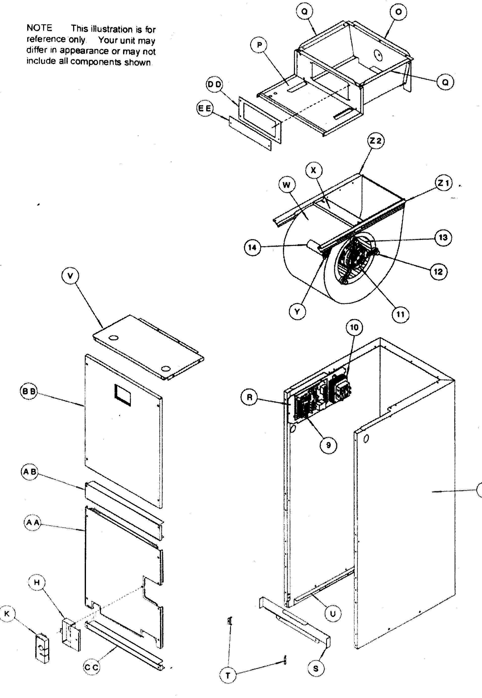 ICP EF08B1500A1 cabinet parts diagram