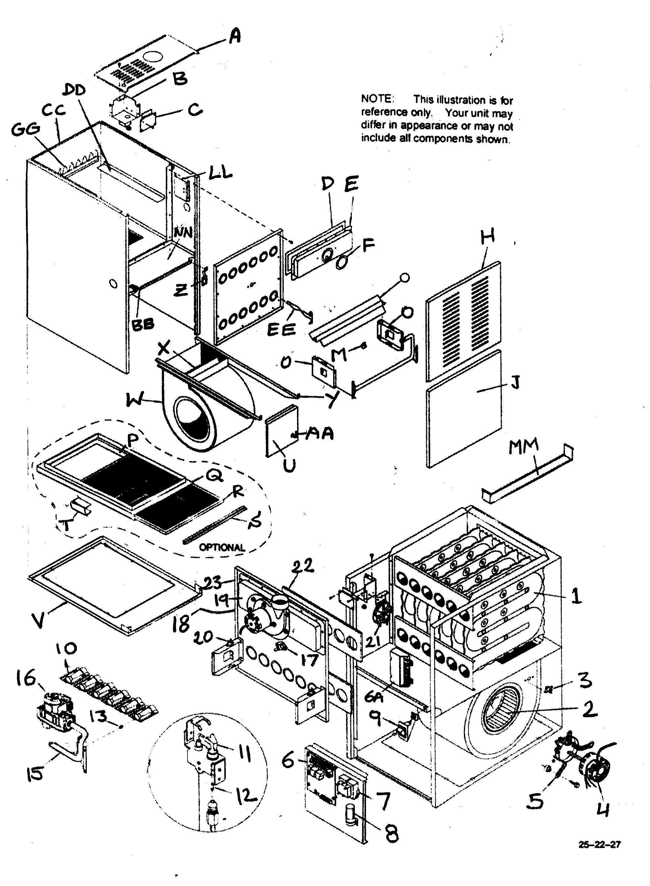 ICP NBF075F16A1 cabinet parts diagram