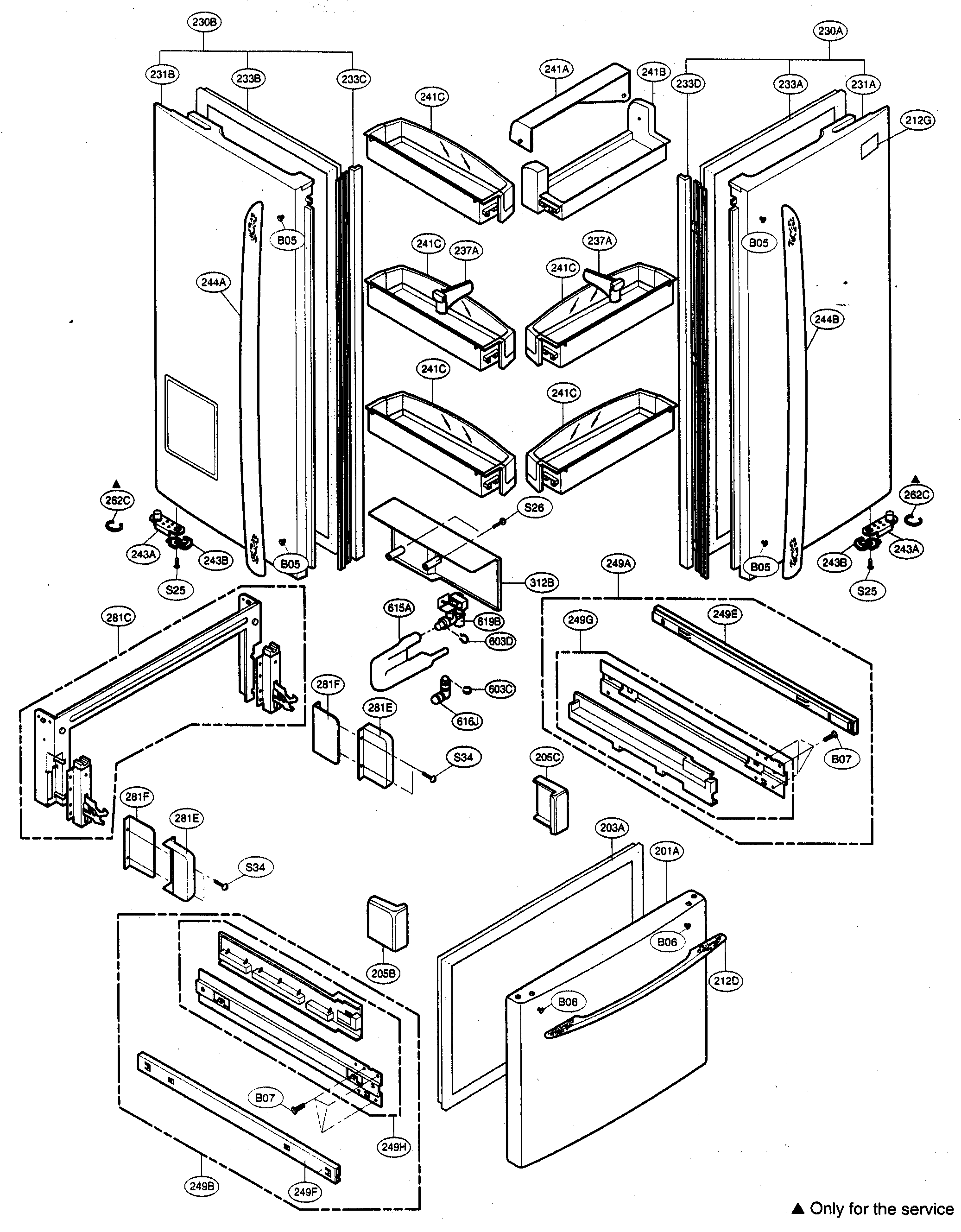 Kenmore Elite 79575193401 door parts diagram