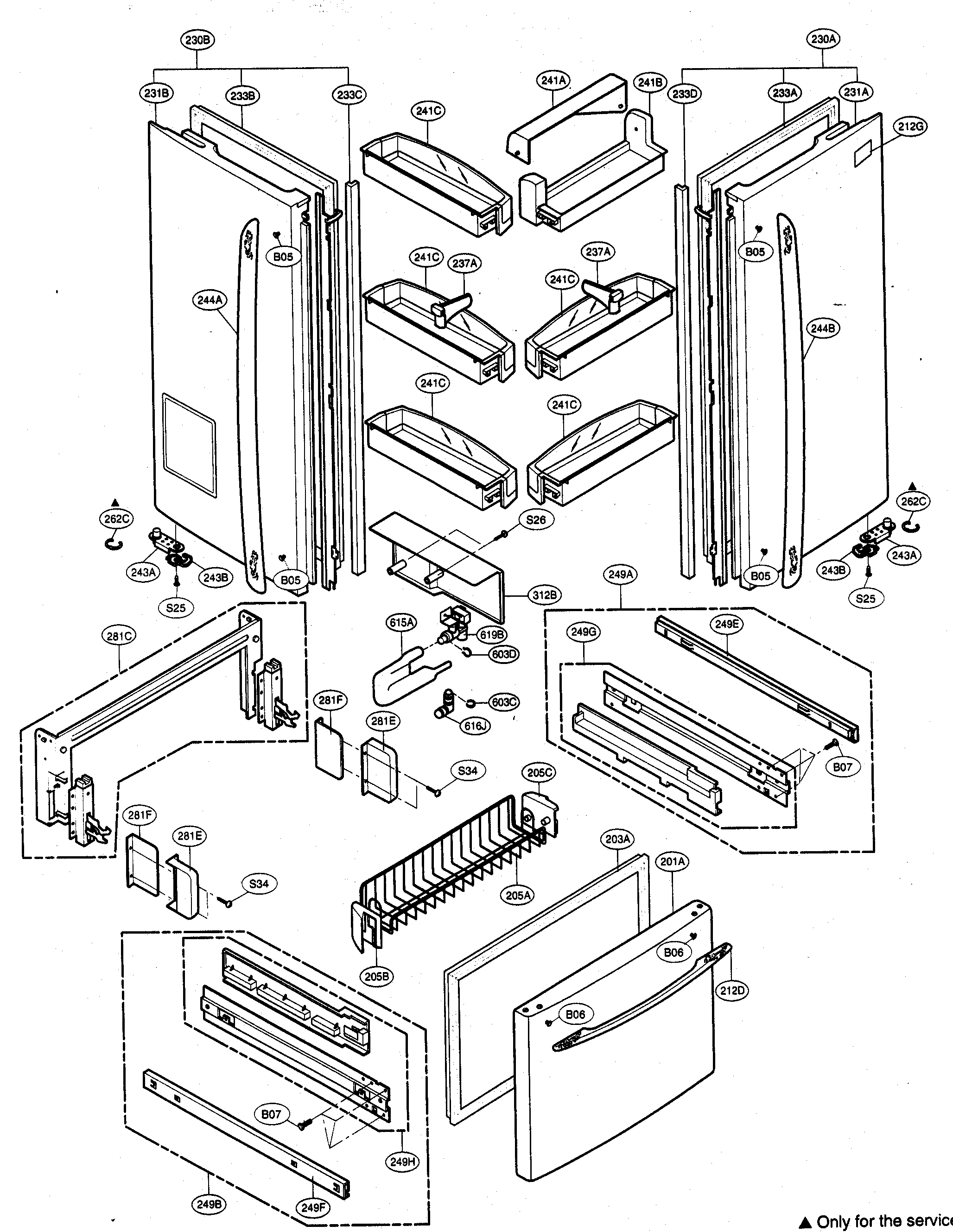 Kenmore Elite 79575552401 door parts diagram