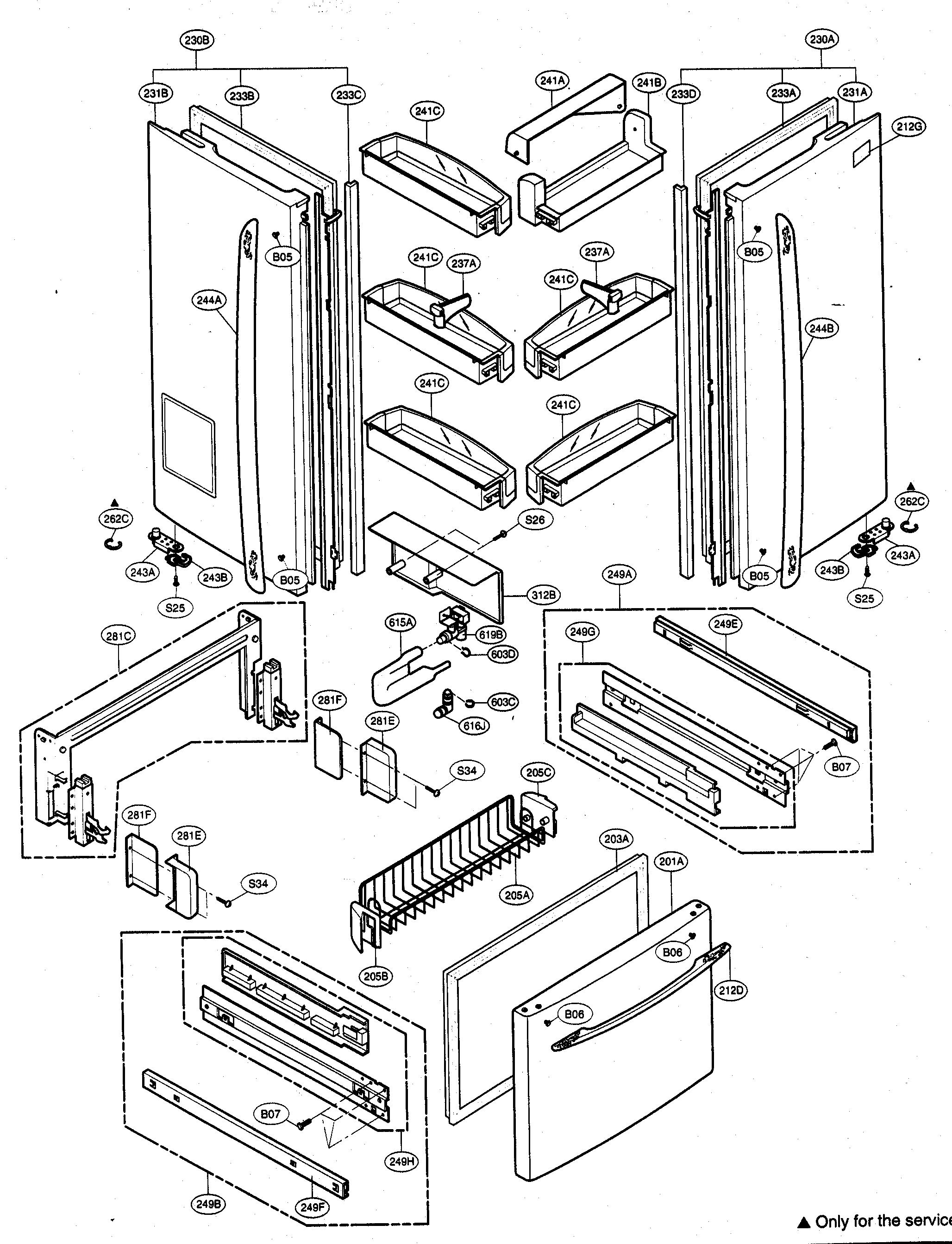 Kenmore Elite 79575559401 door parts diagram