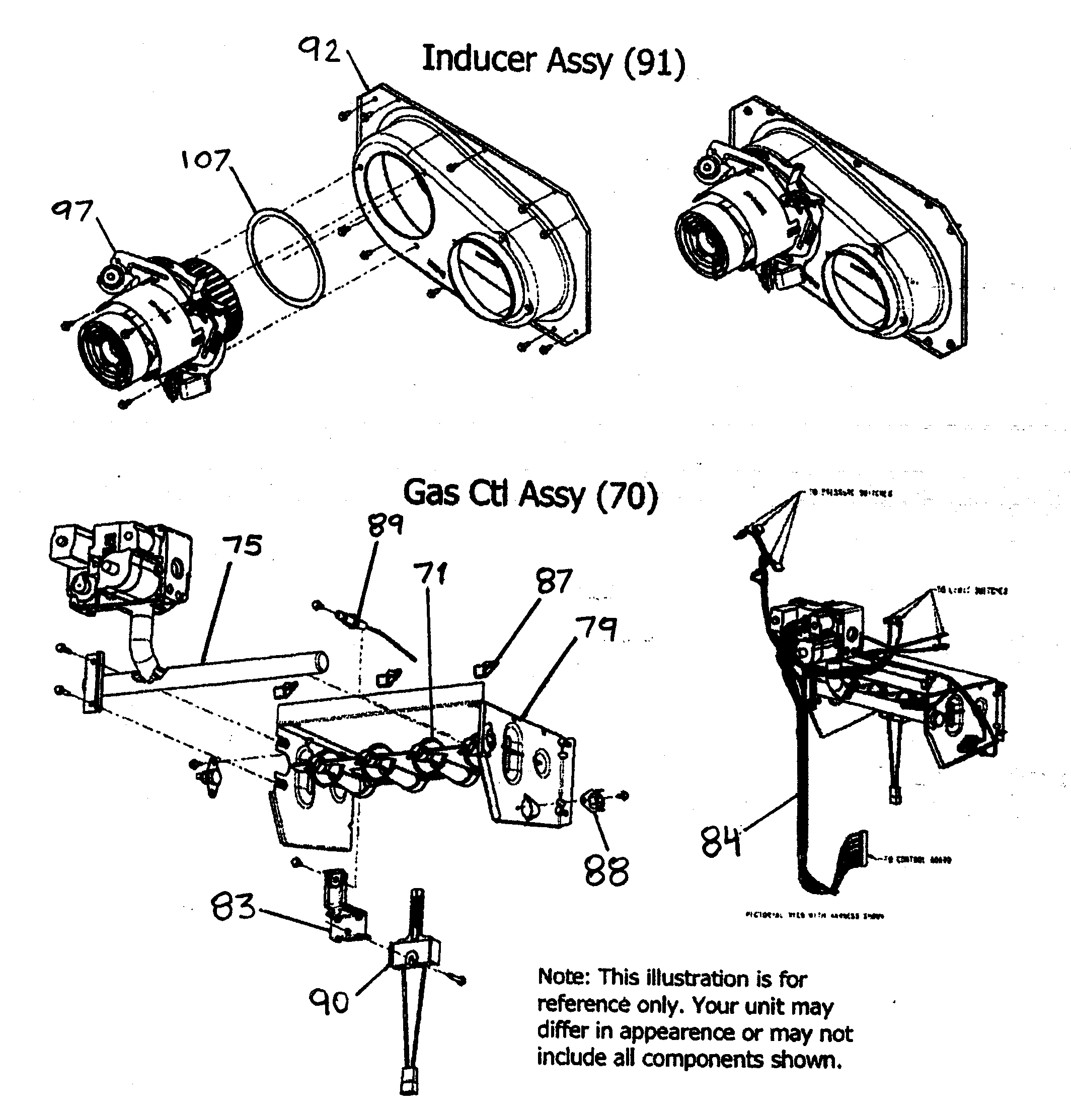 Carrier 58CTX15510020 inducer assy/gas ctl assy diagram