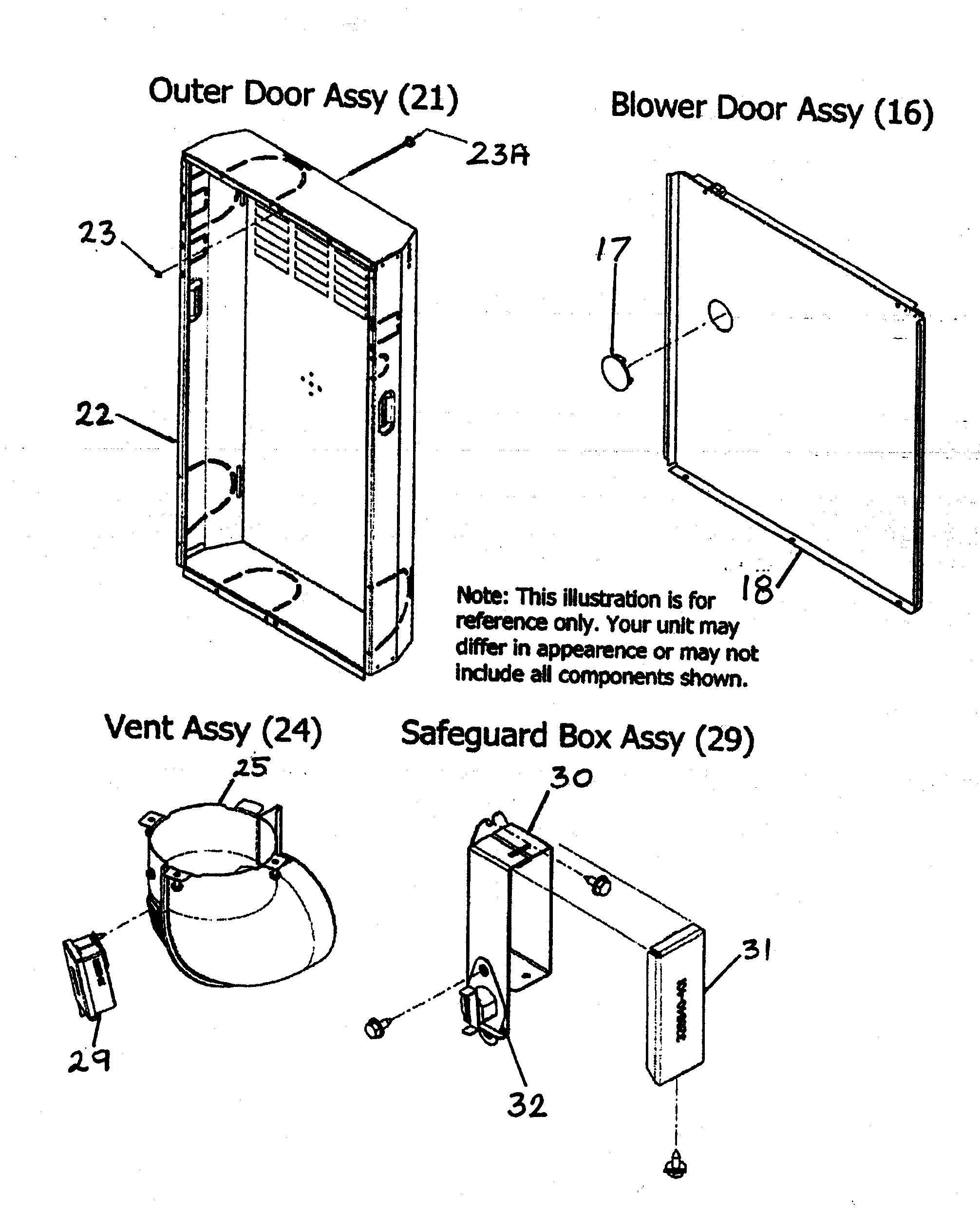 Carrier 58STA07010016 outer door assy/vent assy diagram